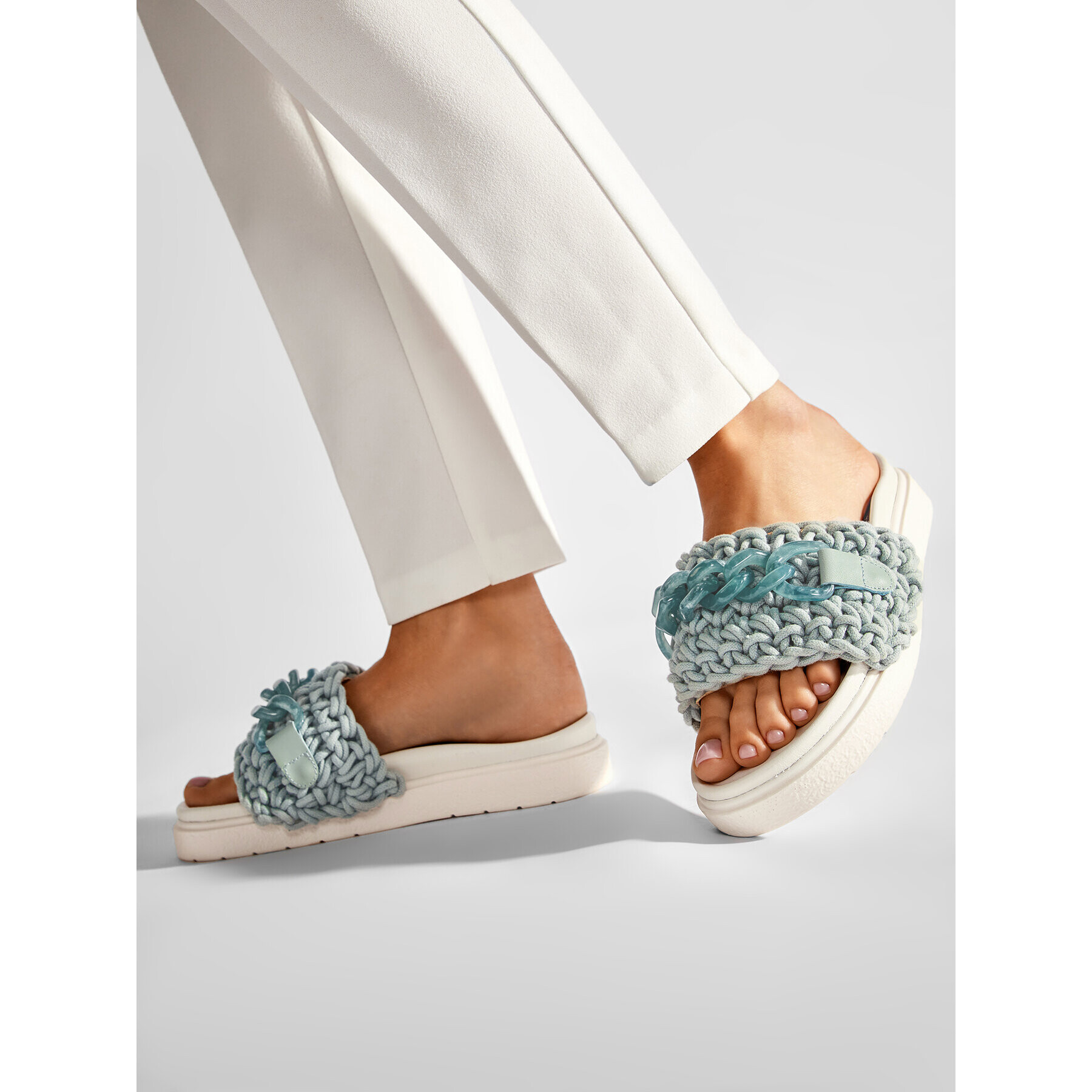Inuikii Чехли Woven Chain 70104-002 Син - Pepit.bg