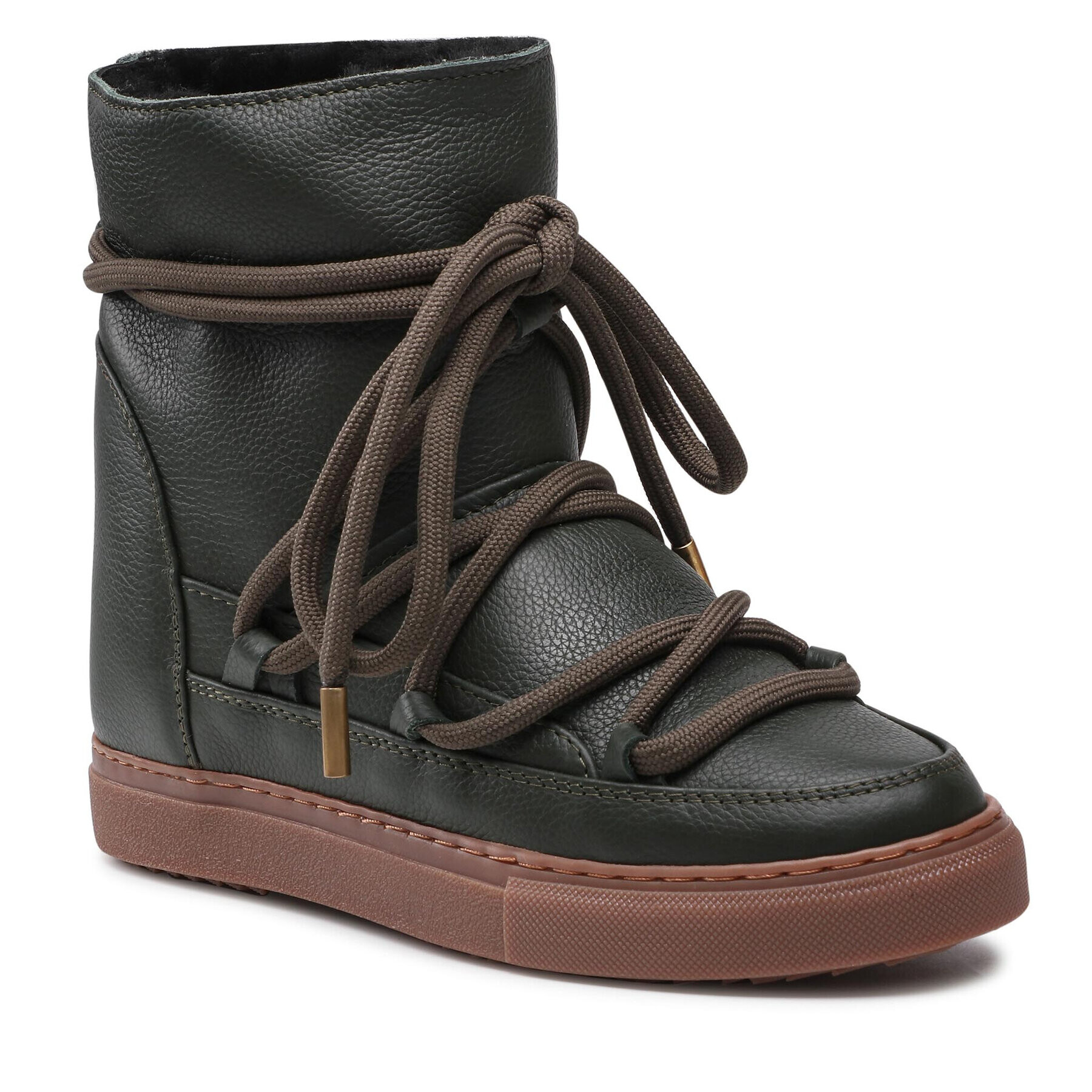 Inuikii Обувки Full Leather Wedge 70203-089 Зелен - Pepit.bg