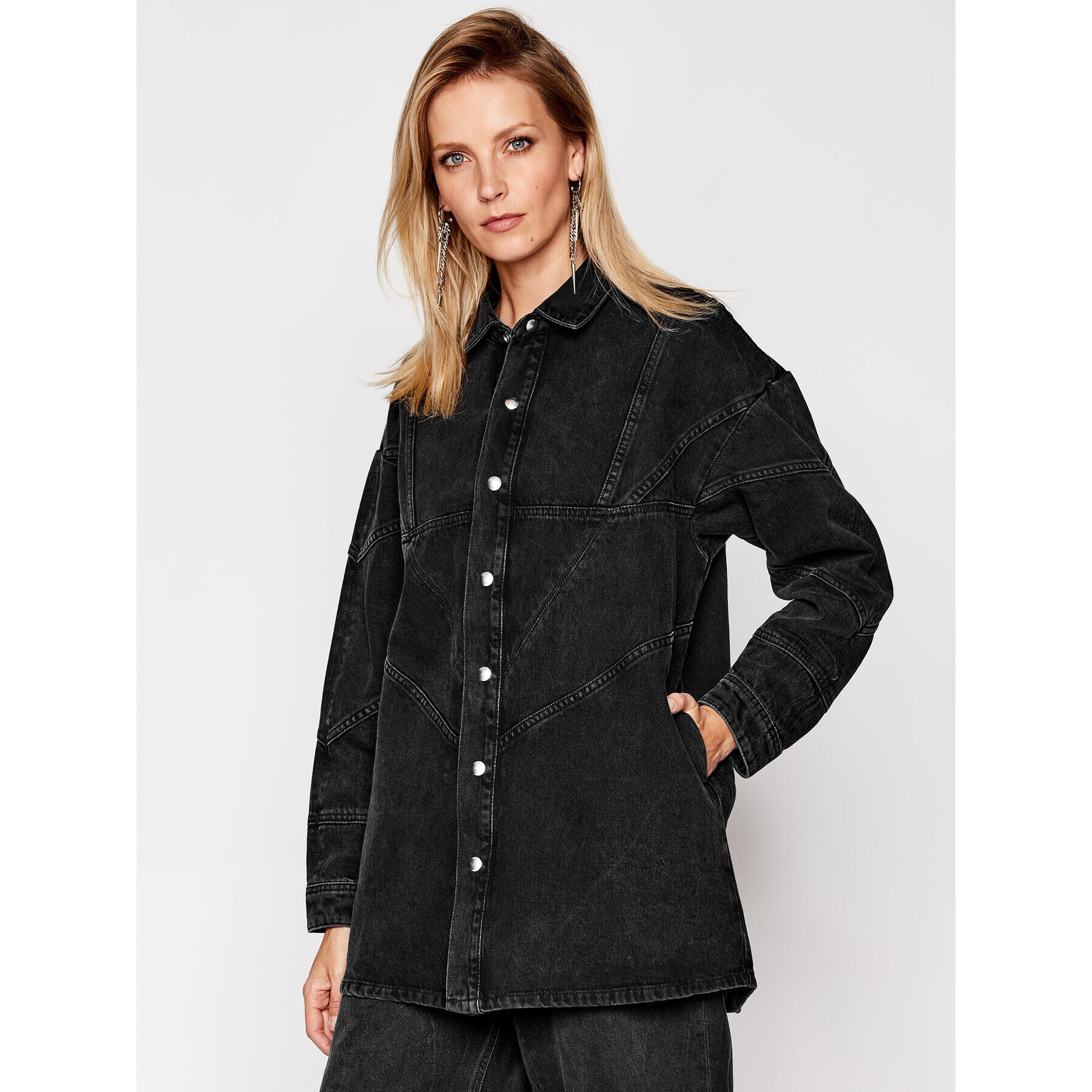 IRO Дънково яке Bandini AN110 Черен Relaxed Fit - Pepit.bg