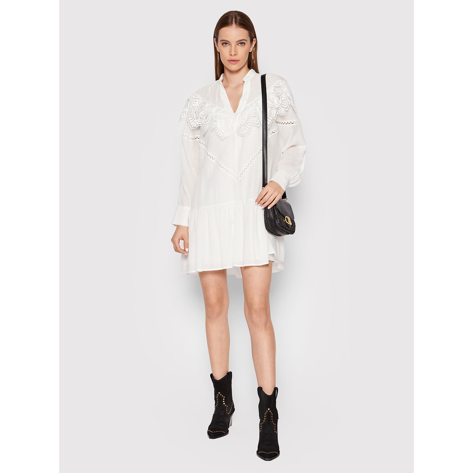 IRO Ежедневна рокля Dovy AQ137 Бял Regular Fit - Pepit.bg