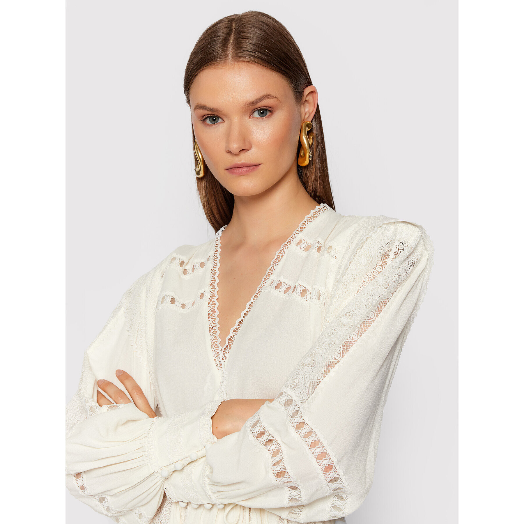 IRO Коктейлна рокля Cassie AP541 Бял Regular Fit - Pepit.bg