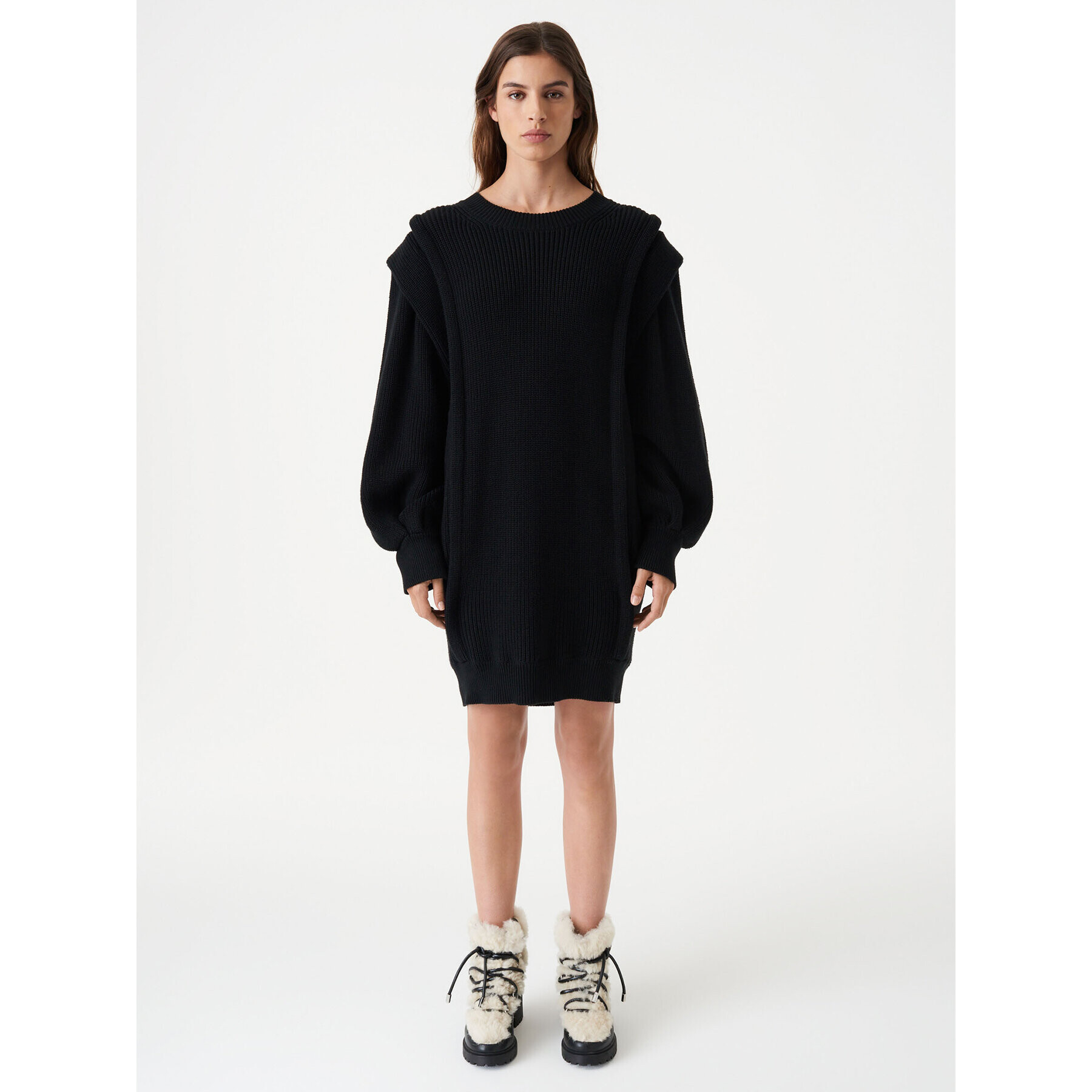 IRO Плетена рокля Lorely AR641 Черен Relaxed Fit - Pepit.bg