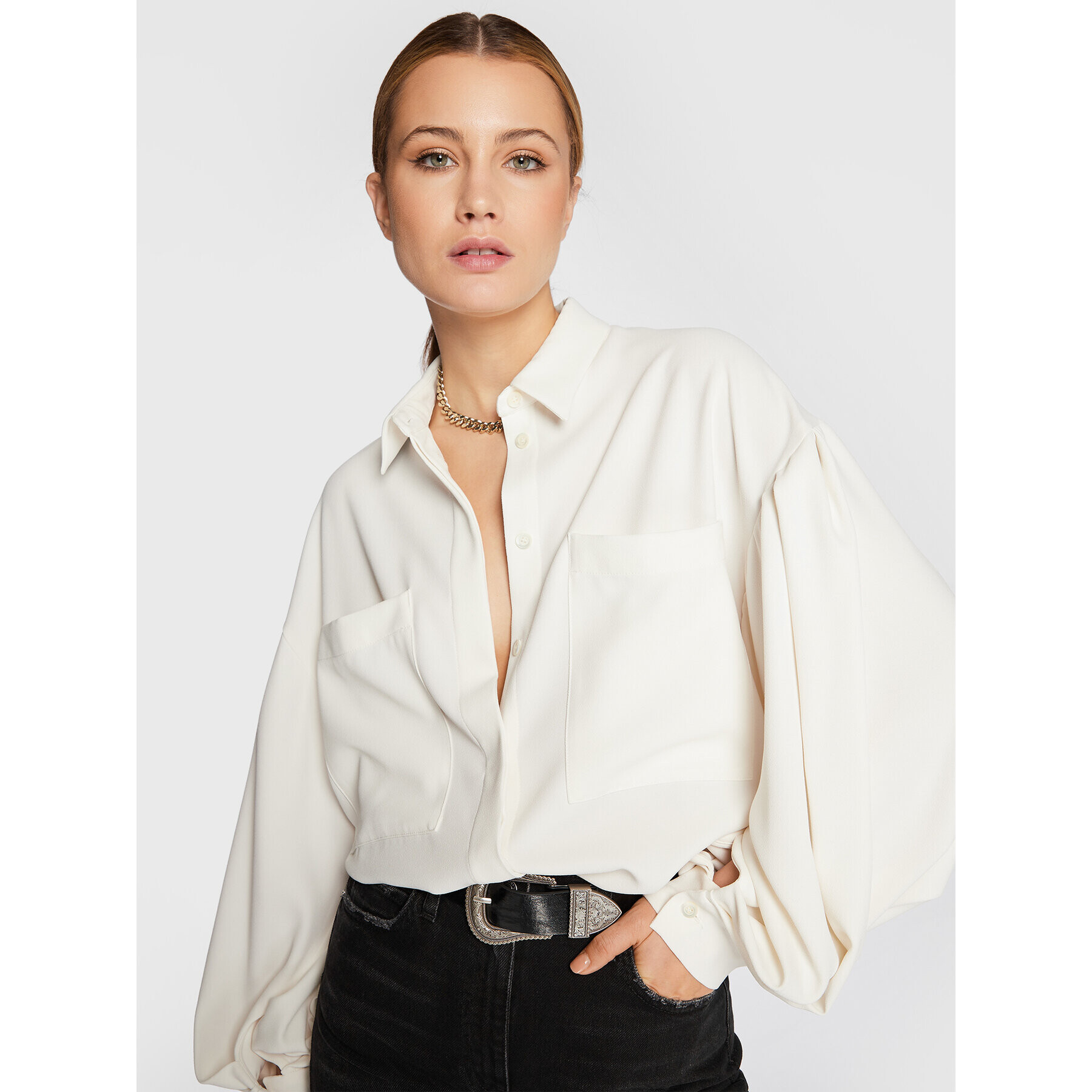 IRO Риза Sigina AR132 Бял Oversize - Pepit.bg