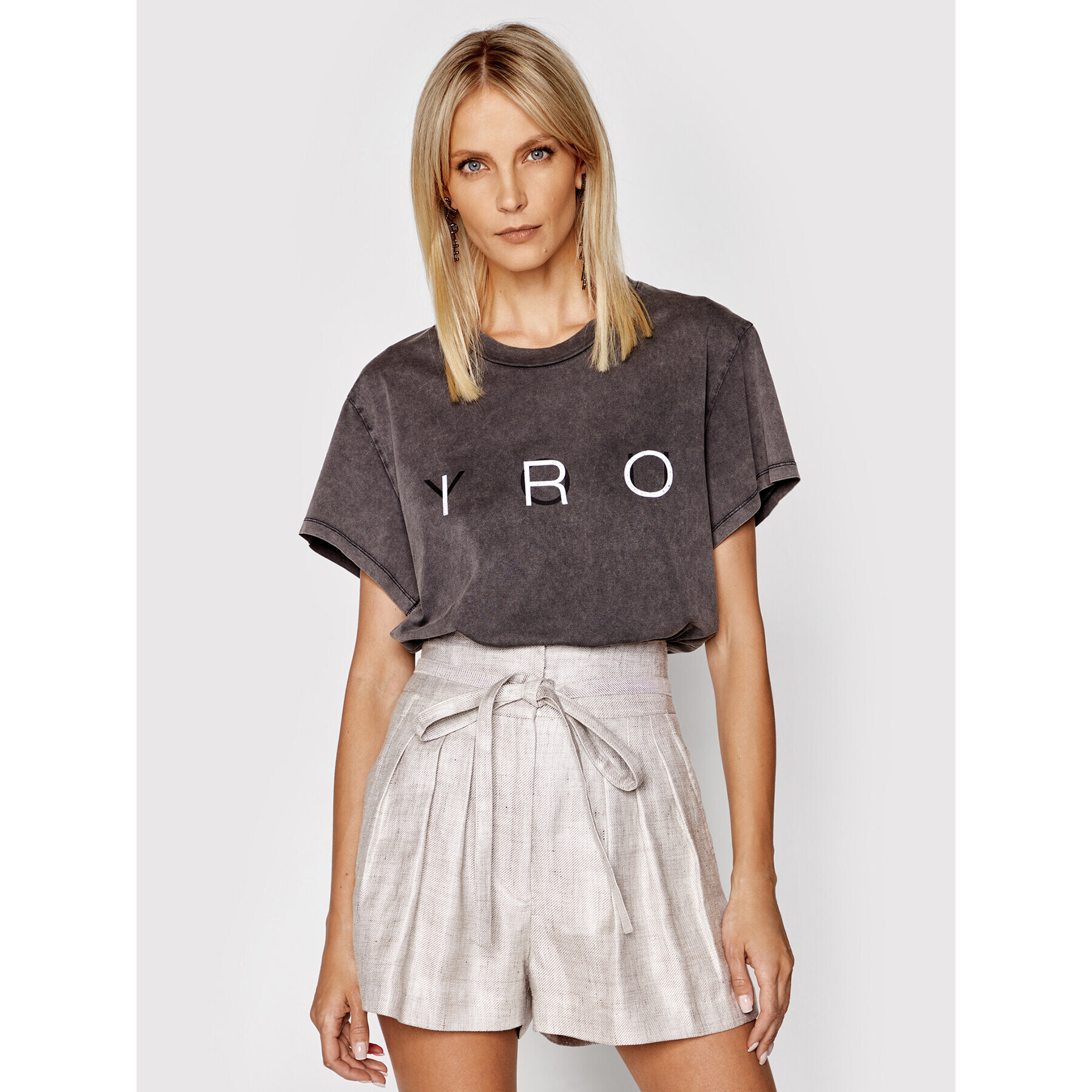 IRO Тишърт you A0700 Сив Relaxed Fit - Pepit.bg