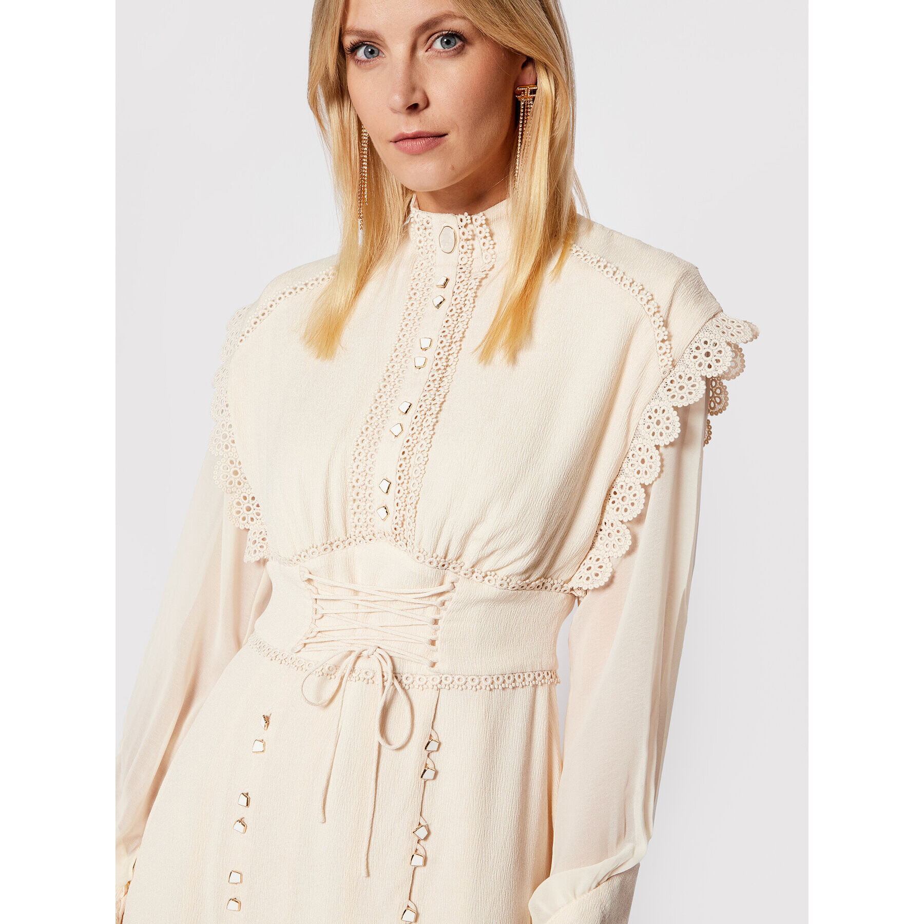 IXIAH Коктейлна рокля X211-80497 Бежов Regular Fit - Pepit.bg