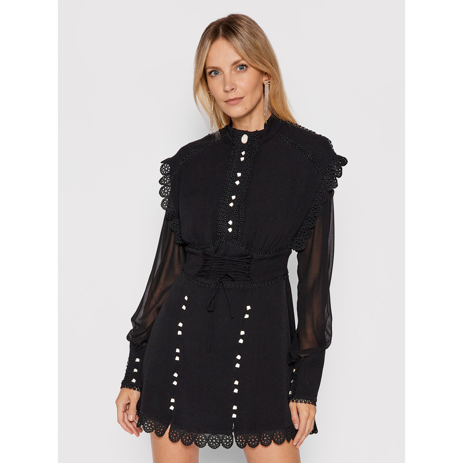 IXIAH Коктейлна рокля X211-80497 Черен Regular Fit - Pepit.bg