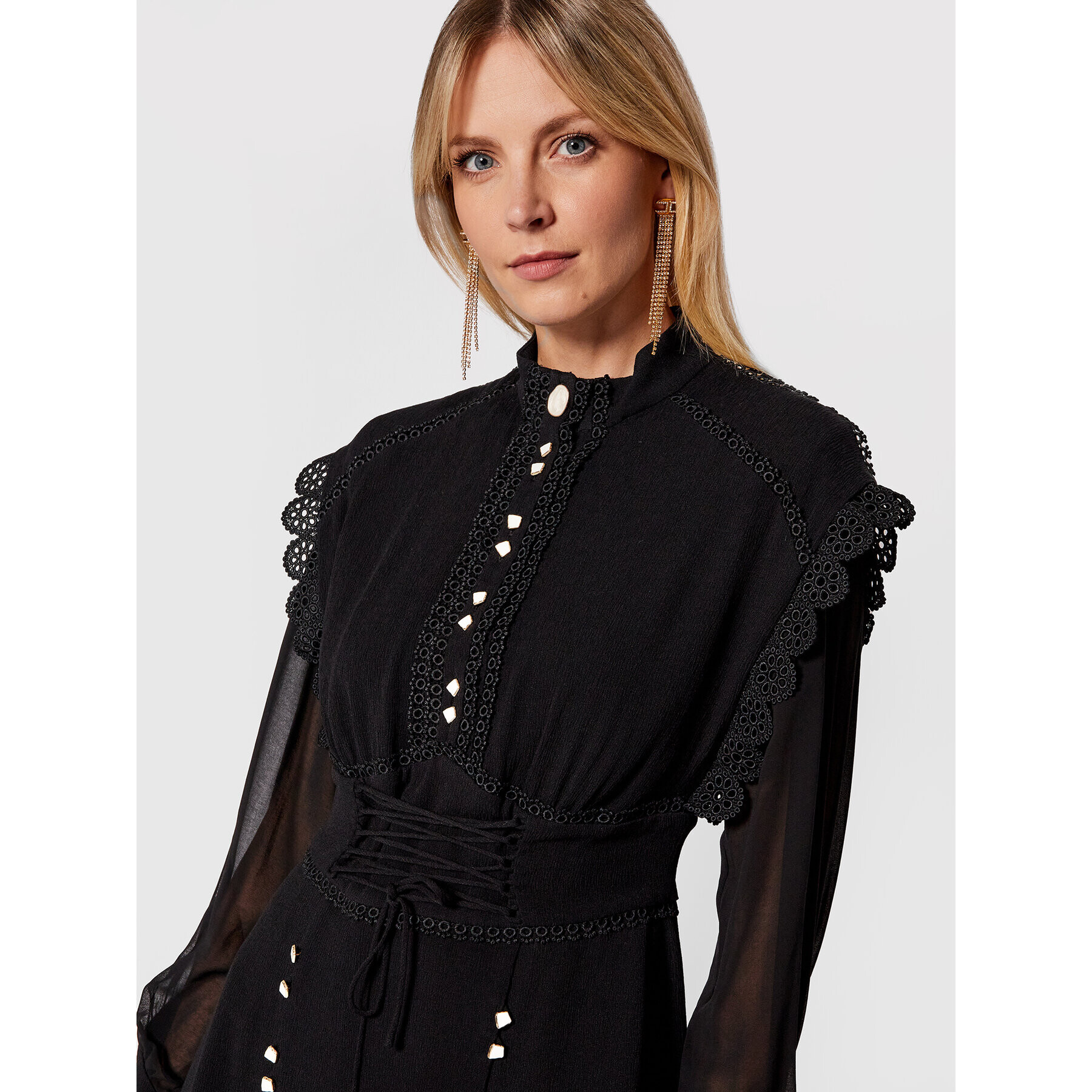 IXIAH Коктейлна рокля X211-80497 Черен Regular Fit - Pepit.bg