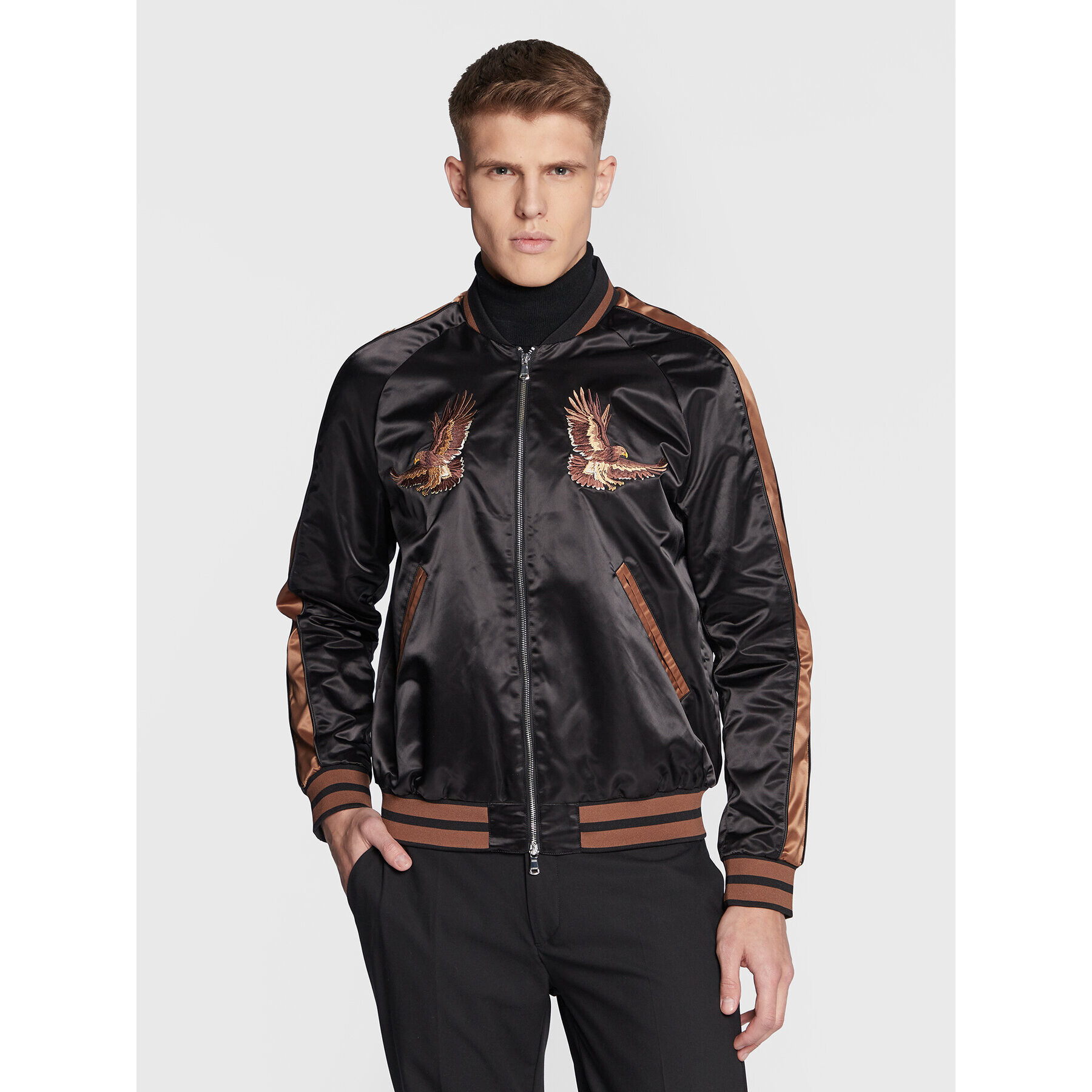 J.Lindeberg Яке бомбър Eagle Varsity FMOW07327 Черен Regular Fit - Pepit.bg