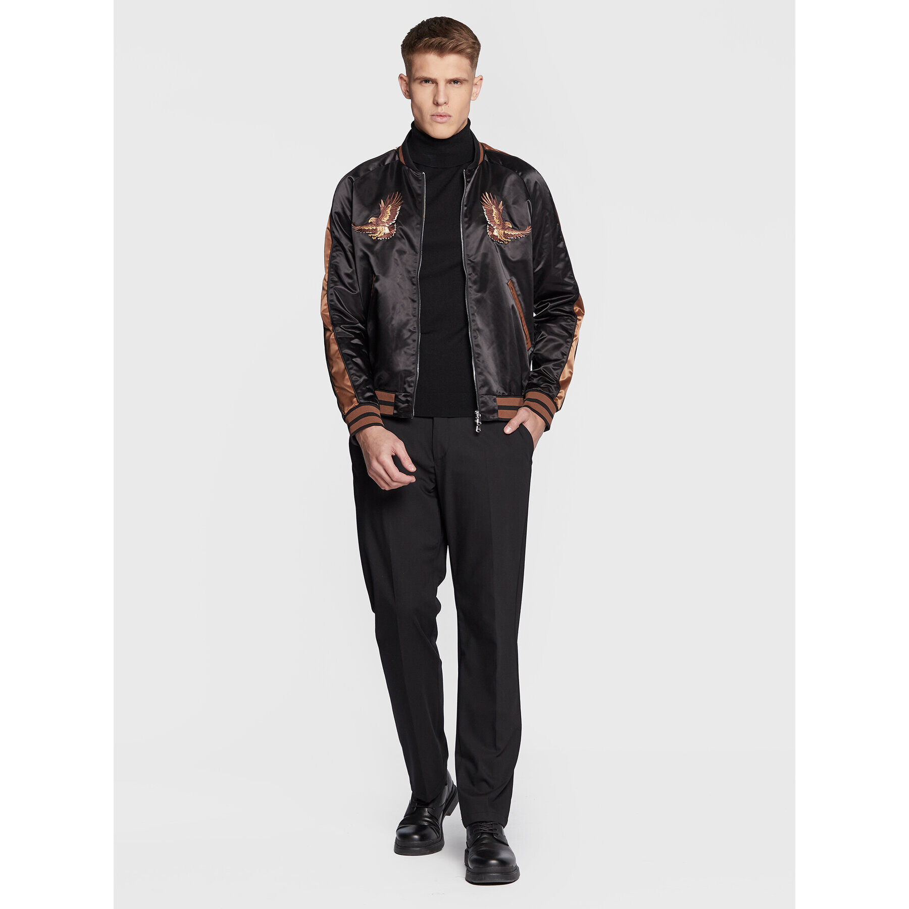 J.Lindeberg Яке бомбър Eagle Varsity FMOW07327 Черен Regular Fit - Pepit.bg