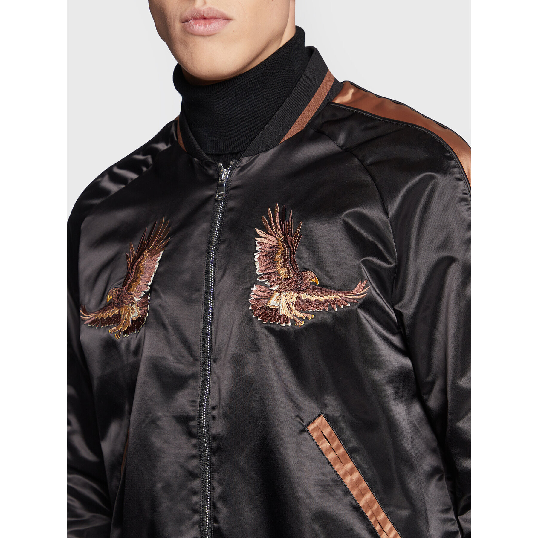 J.Lindeberg Яке бомбър Eagle Varsity FMOW07327 Черен Regular Fit - Pepit.bg