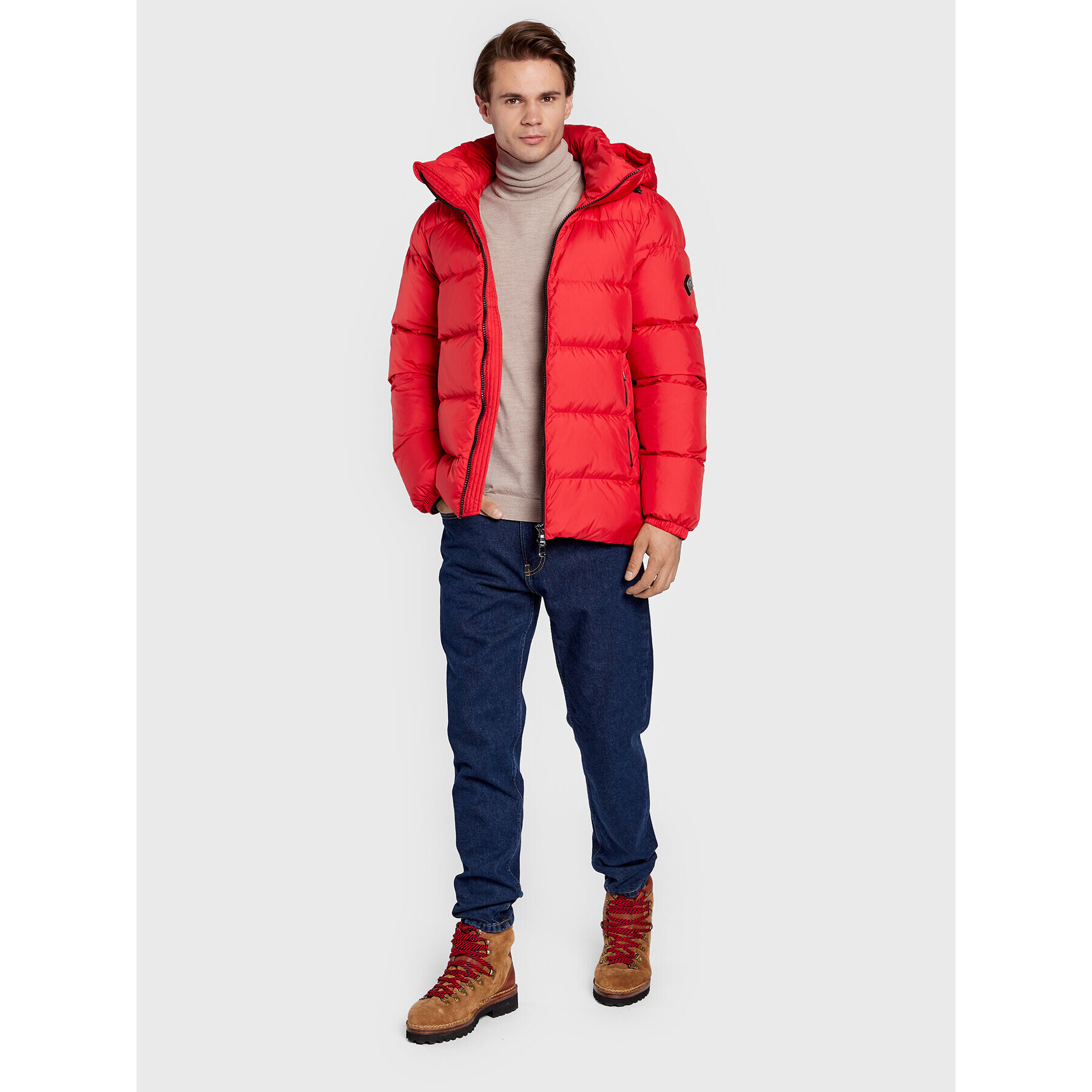 J.Lindeberg Пухено яке Barrell FMOW06385 Червен Regular Fit - Pepit.bg