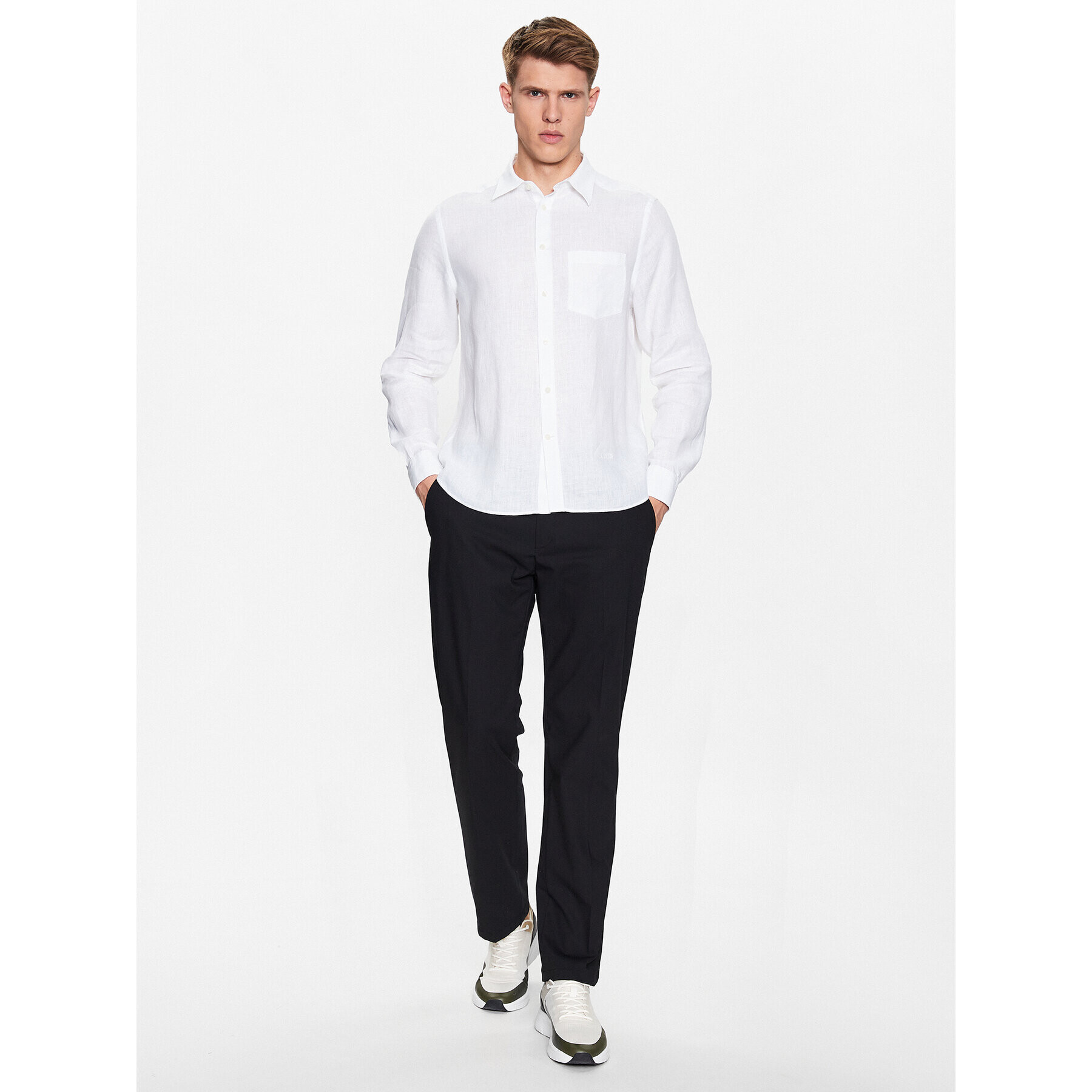J.Lindeberg Риза Clean FMST07687 Бял Slim Fit - Pepit.bg