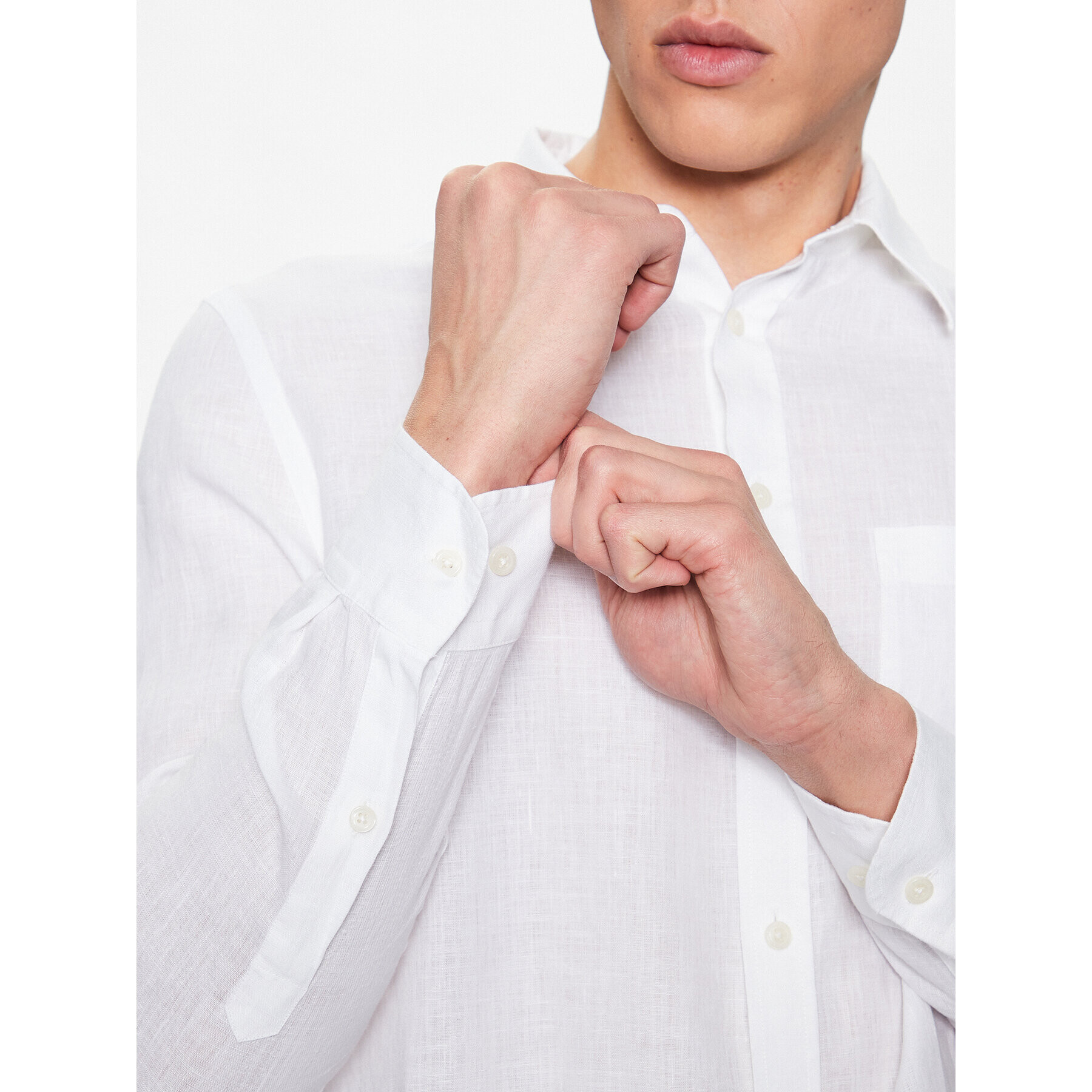 J.Lindeberg Риза Clean FMST07687 Бял Slim Fit - Pepit.bg