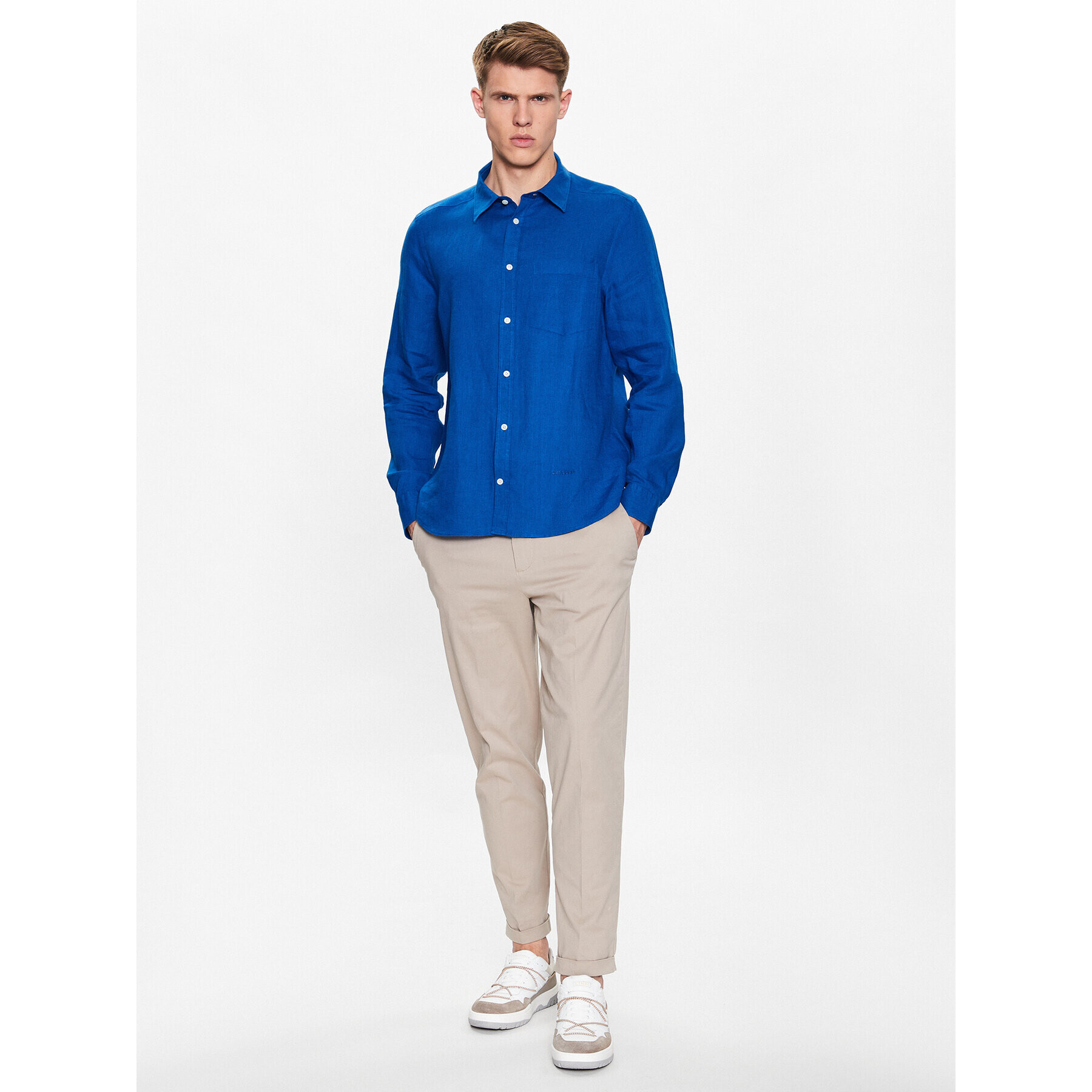 J.Lindeberg Риза Clean FMST07687 Тъмносин Slim Fit - Pepit.bg