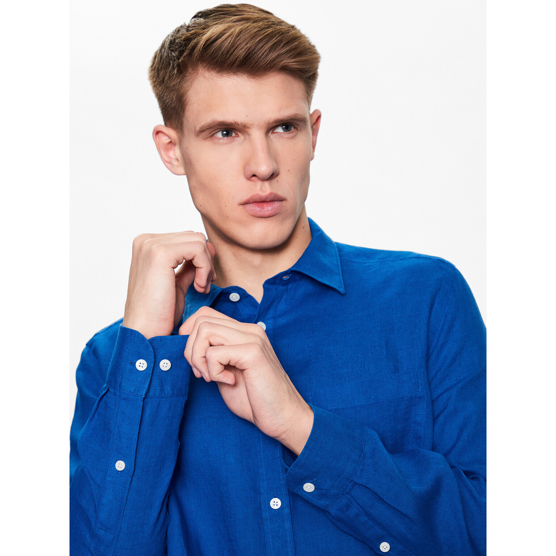 J.Lindeberg Риза Clean FMST07687 Тъмносин Slim Fit - Pepit.bg