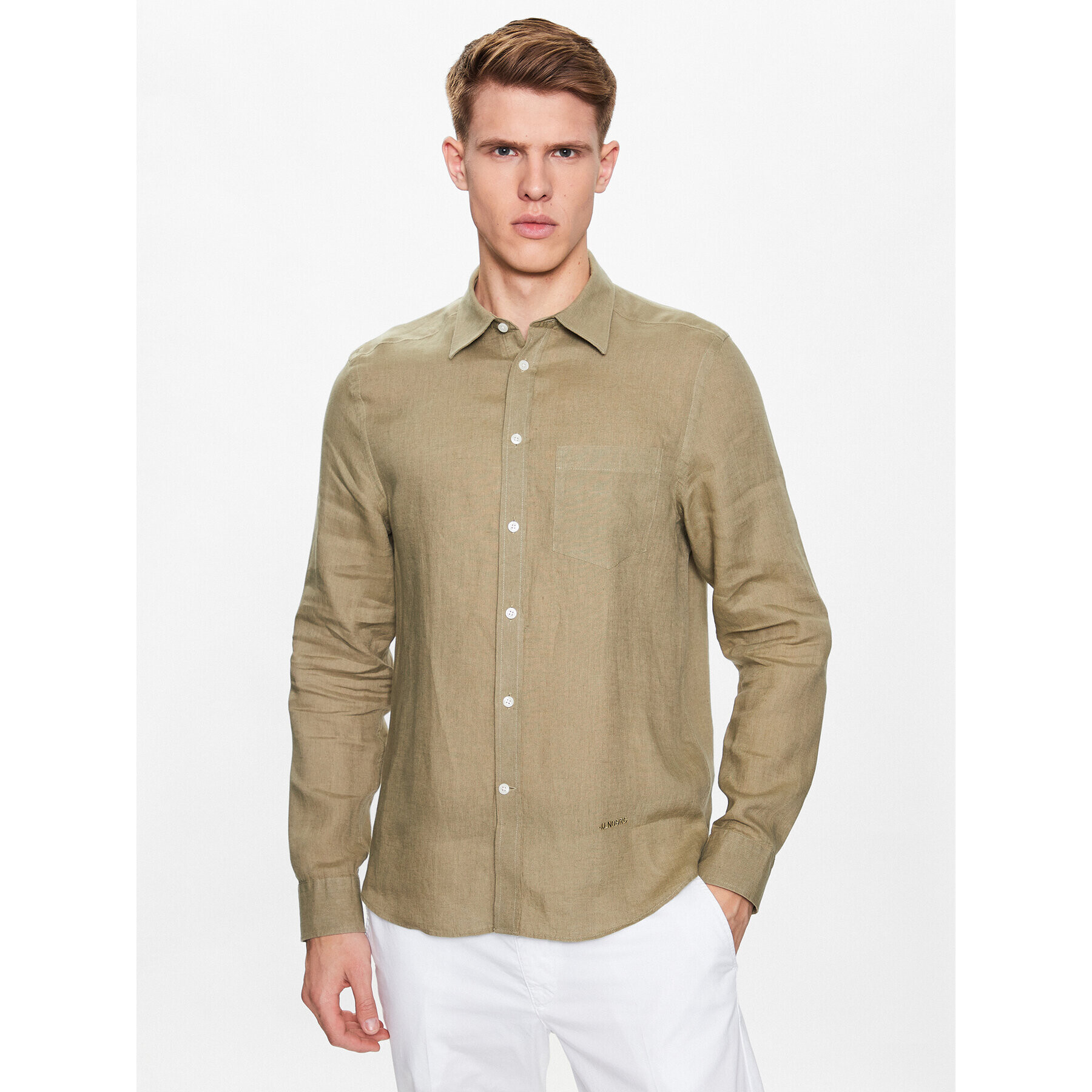 J.Lindeberg Риза Clean FMST07687 Зелен Slim Fit - Pepit.bg