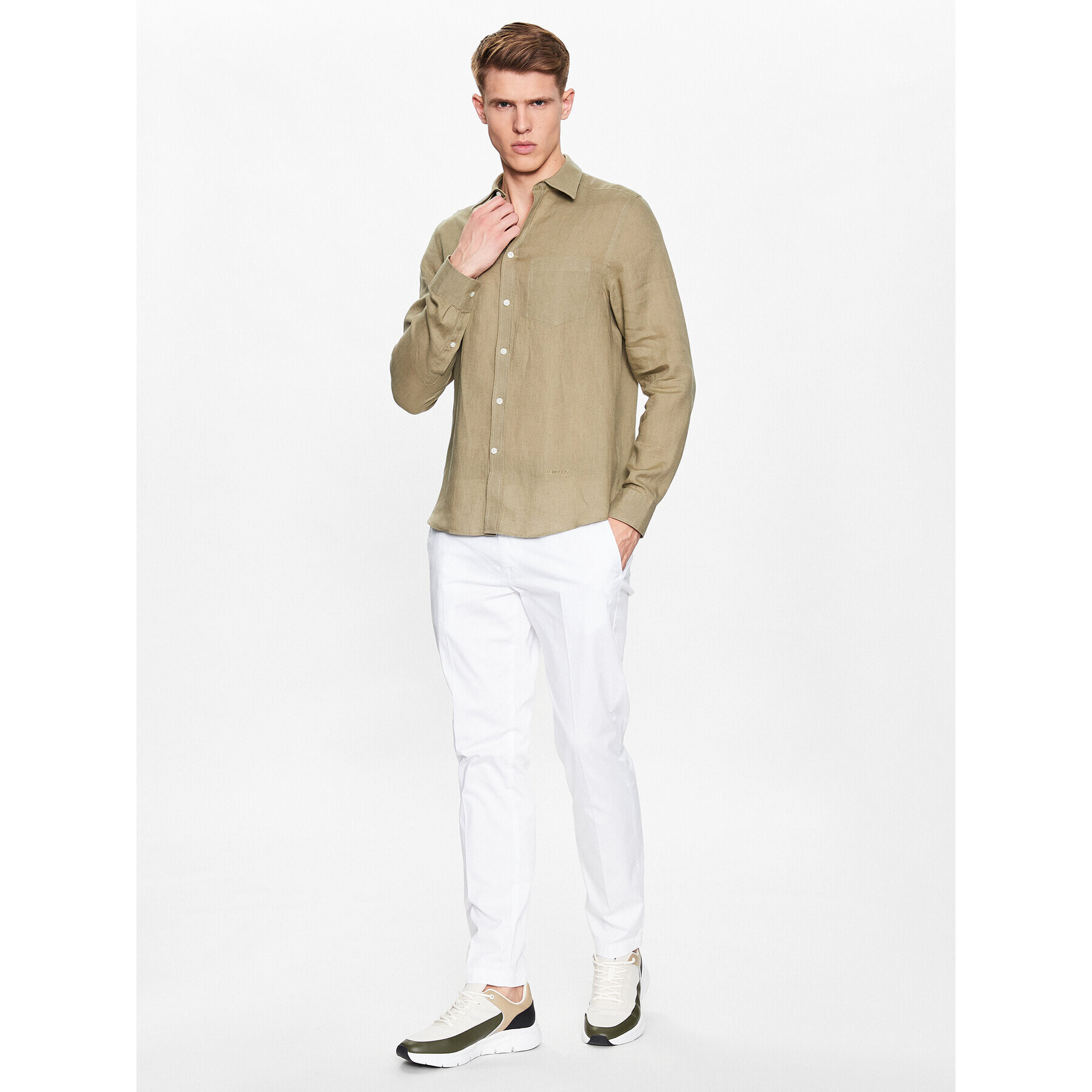 J.Lindeberg Риза Clean FMST07687 Зелен Slim Fit - Pepit.bg