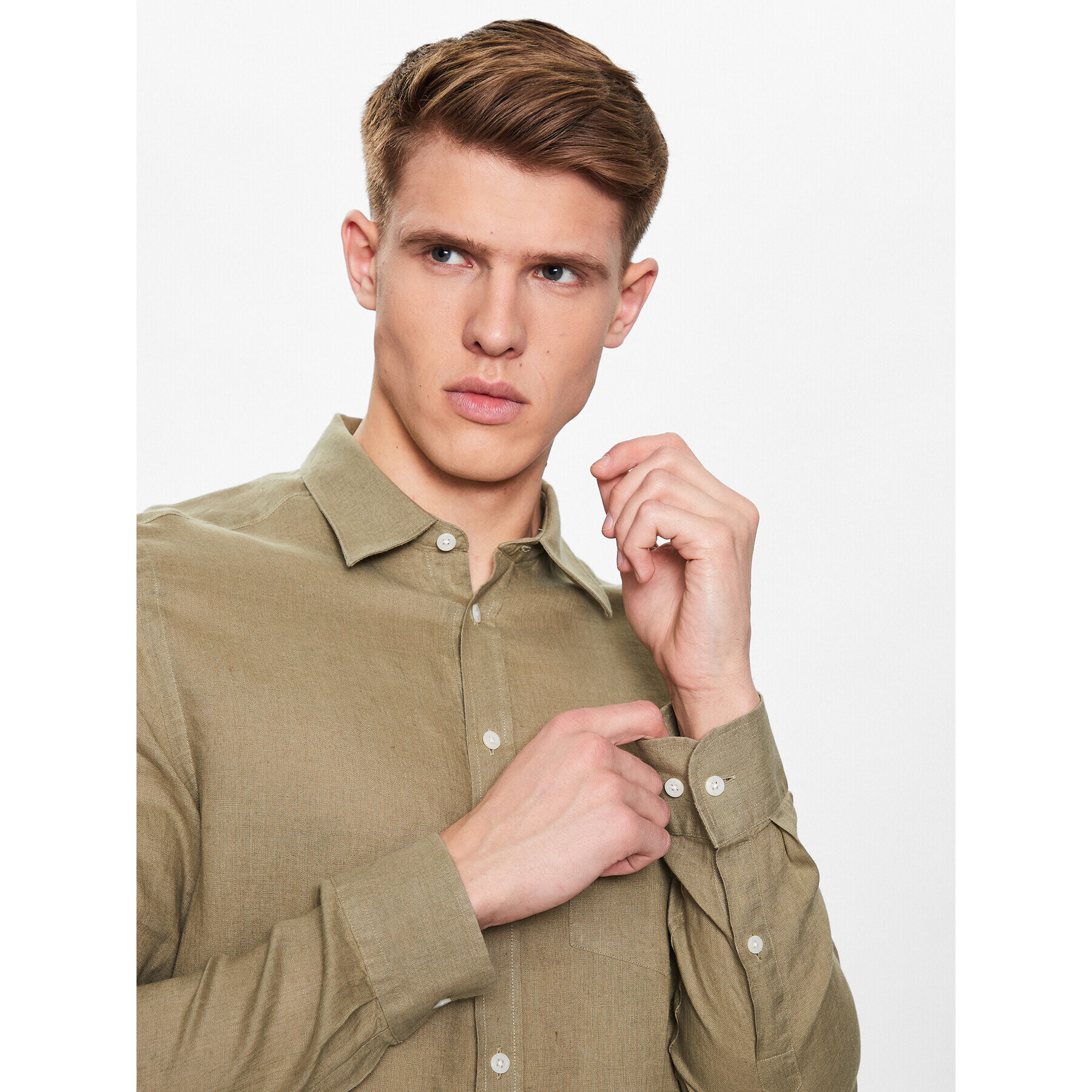 J.Lindeberg Риза Clean FMST07687 Зелен Slim Fit - Pepit.bg