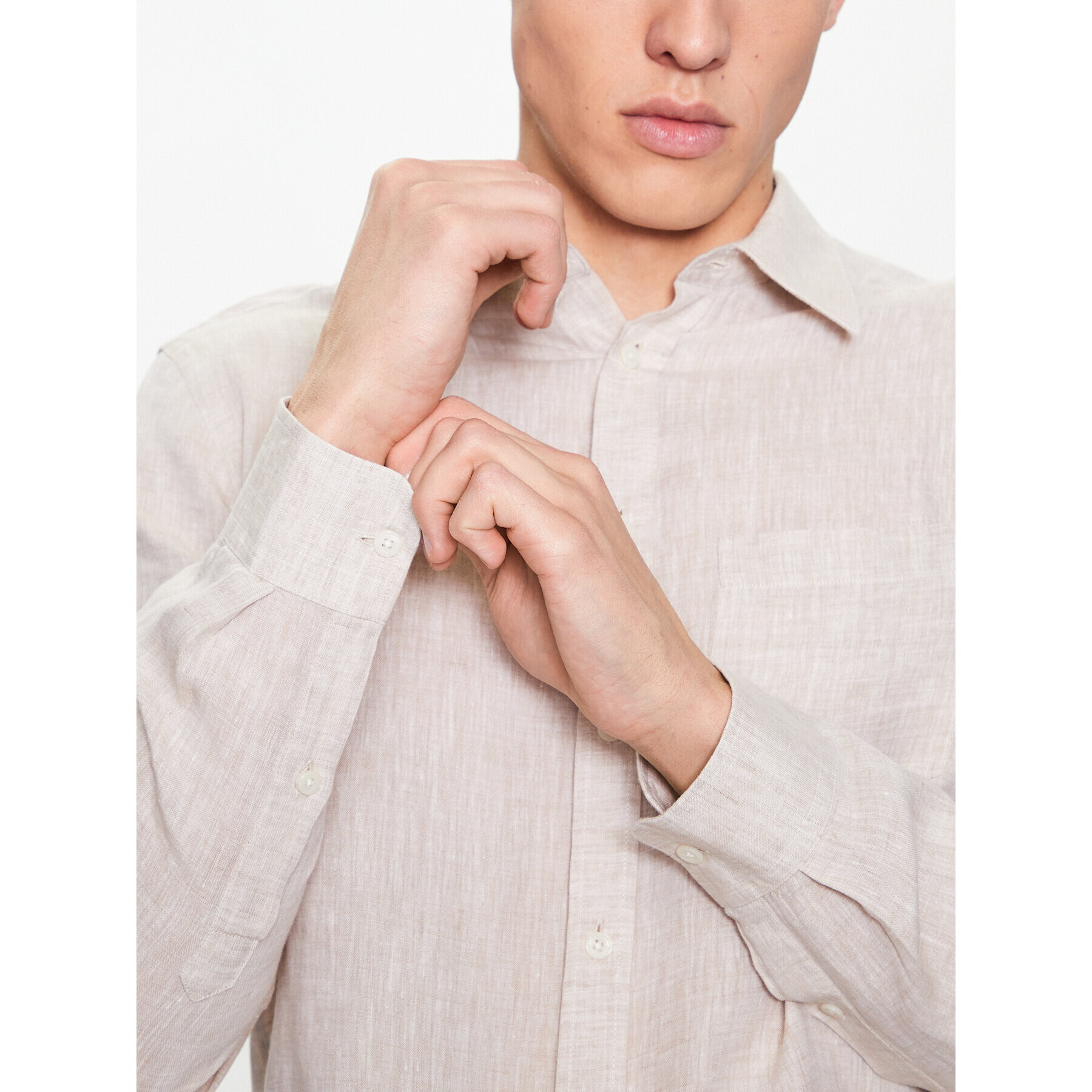 J.Lindeberg Риза FMST08290 Бежов Slim Fit - Pepit.bg