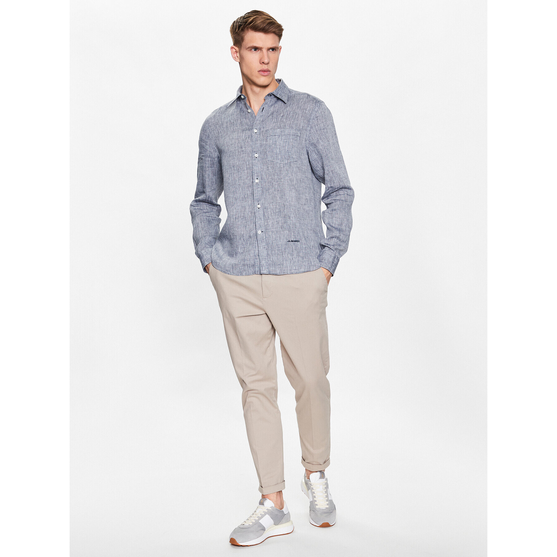 J.Lindeberg Риза FMST08290 Сив Slim Fit - Pepit.bg