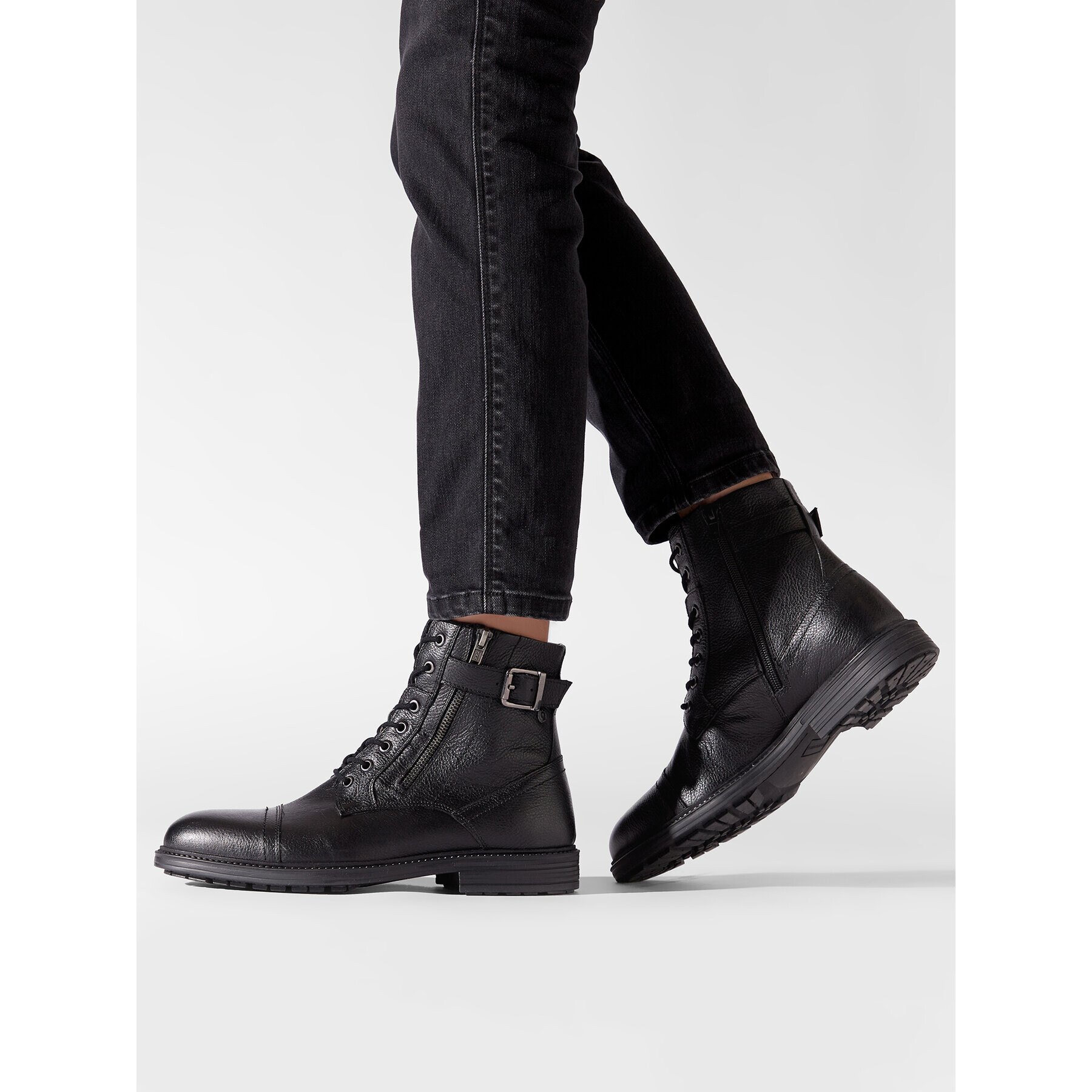 Jack&Jones Ботуши Jfwholland Leather 12217007 Черен - Pepit.bg