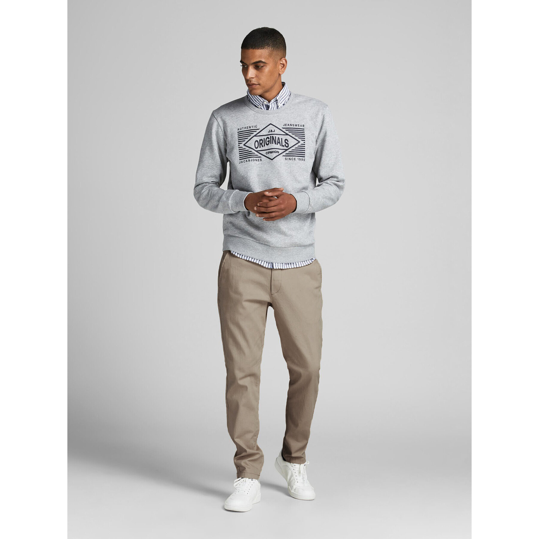 Jack&Jones Текстилни панталони Marco Dave 12174307 Бежов Slim Fit - Pepit.bg