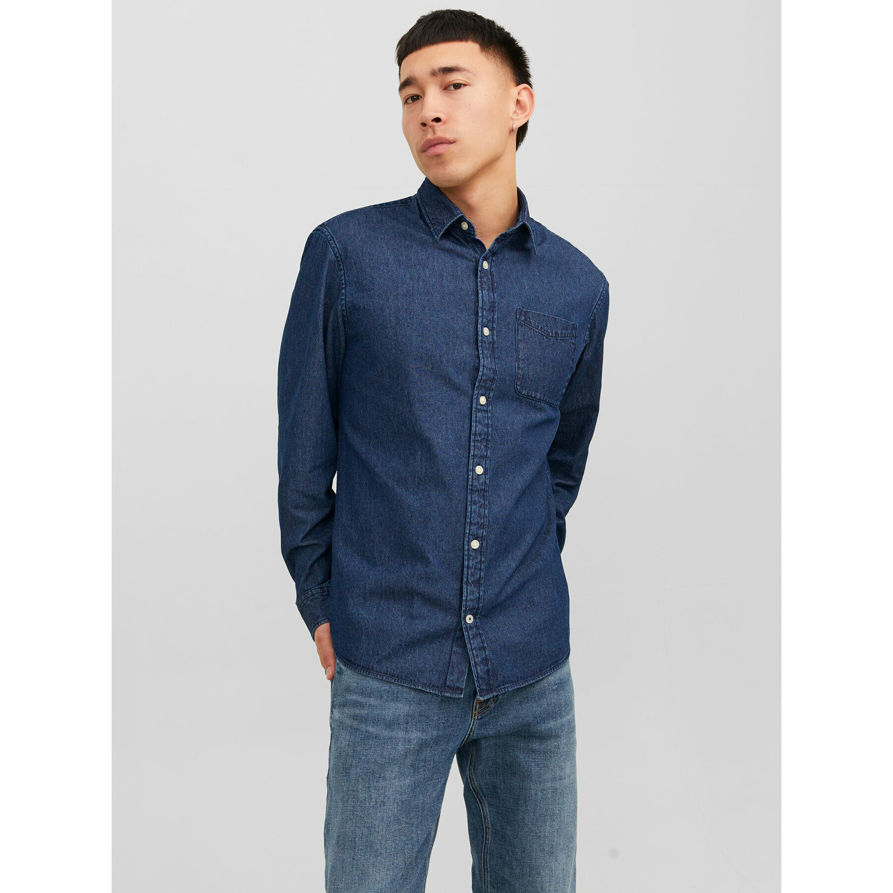 Jack&Jones дънкова риза 12235984 Тъмносин Slim Fit - Pepit.bg