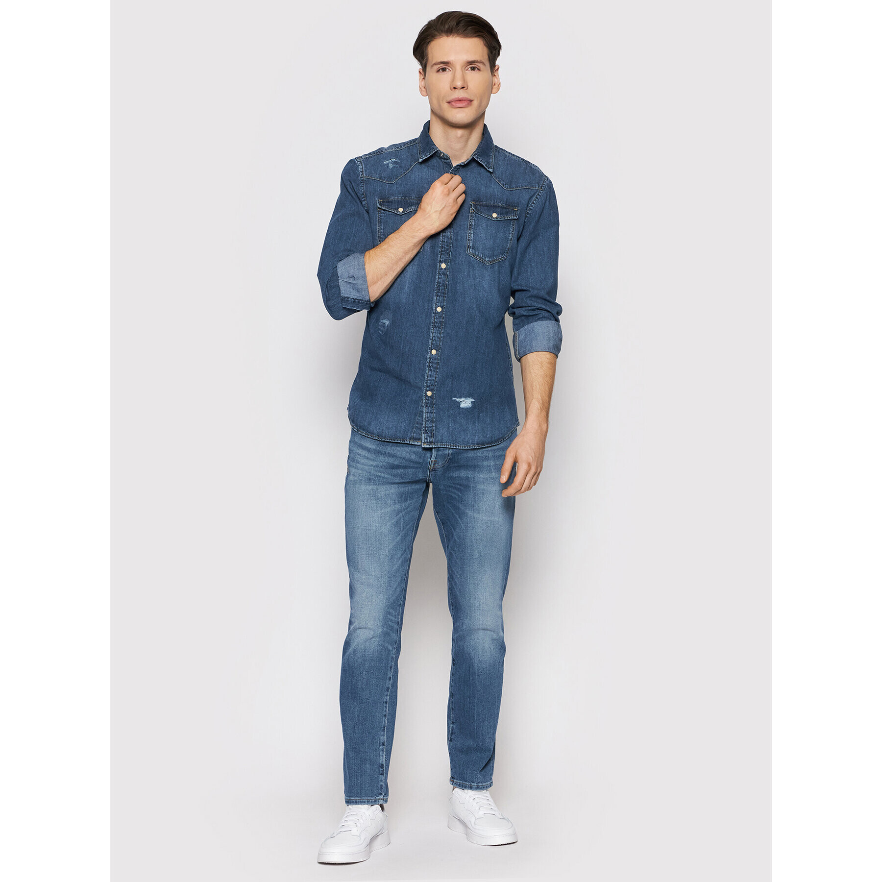 Jack&Jones дънкова риза Sheridan 12188543 Тъмносин Regular Fit - Pepit.bg