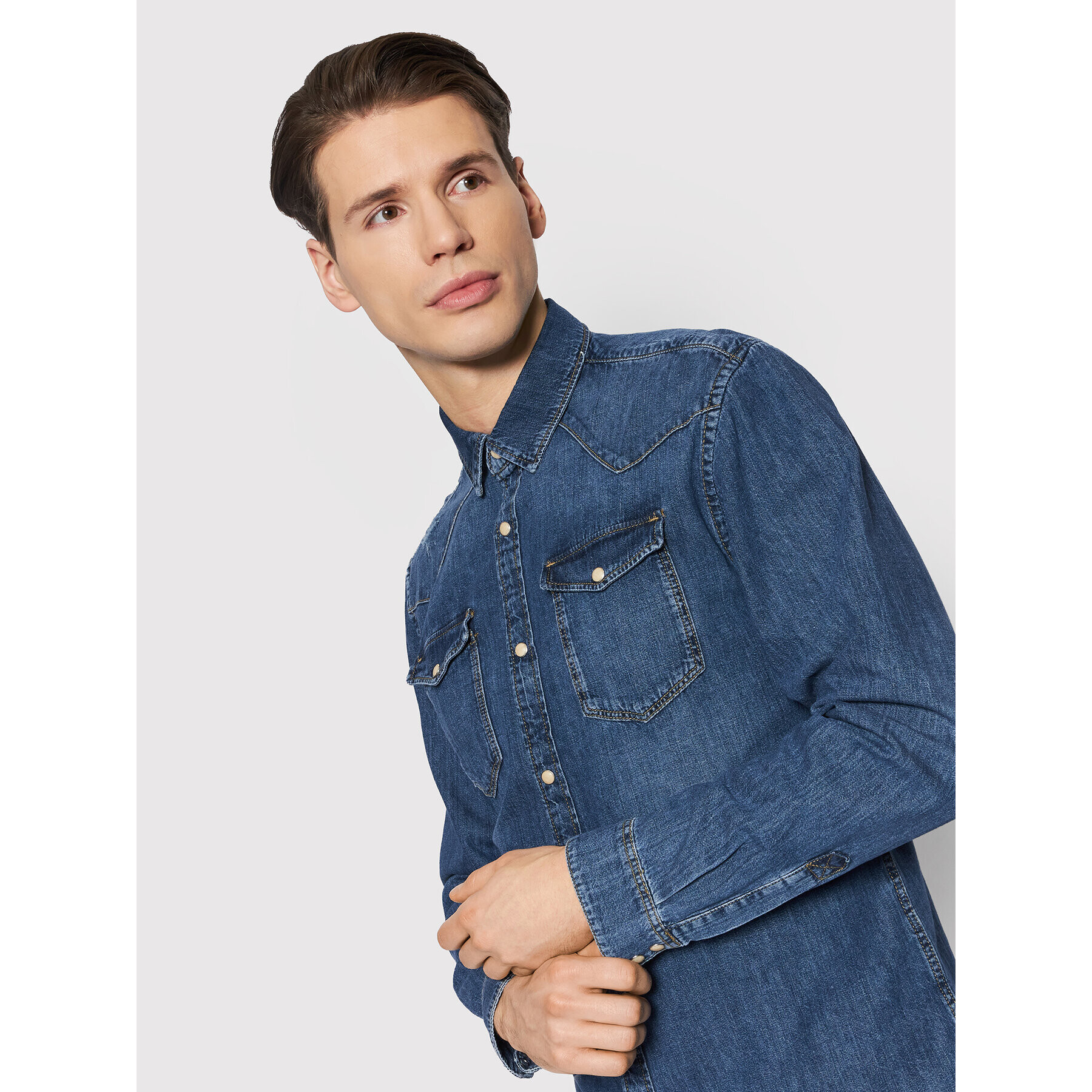 Jack&Jones дънкова риза Sheridan 12188543 Тъмносин Regular Fit - Pepit.bg