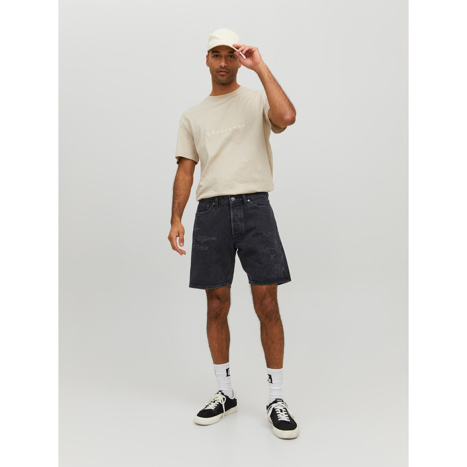 Jack&Jones Дънкови шорти Chris 12231118 Черен Relaxed Fit - Pepit.bg