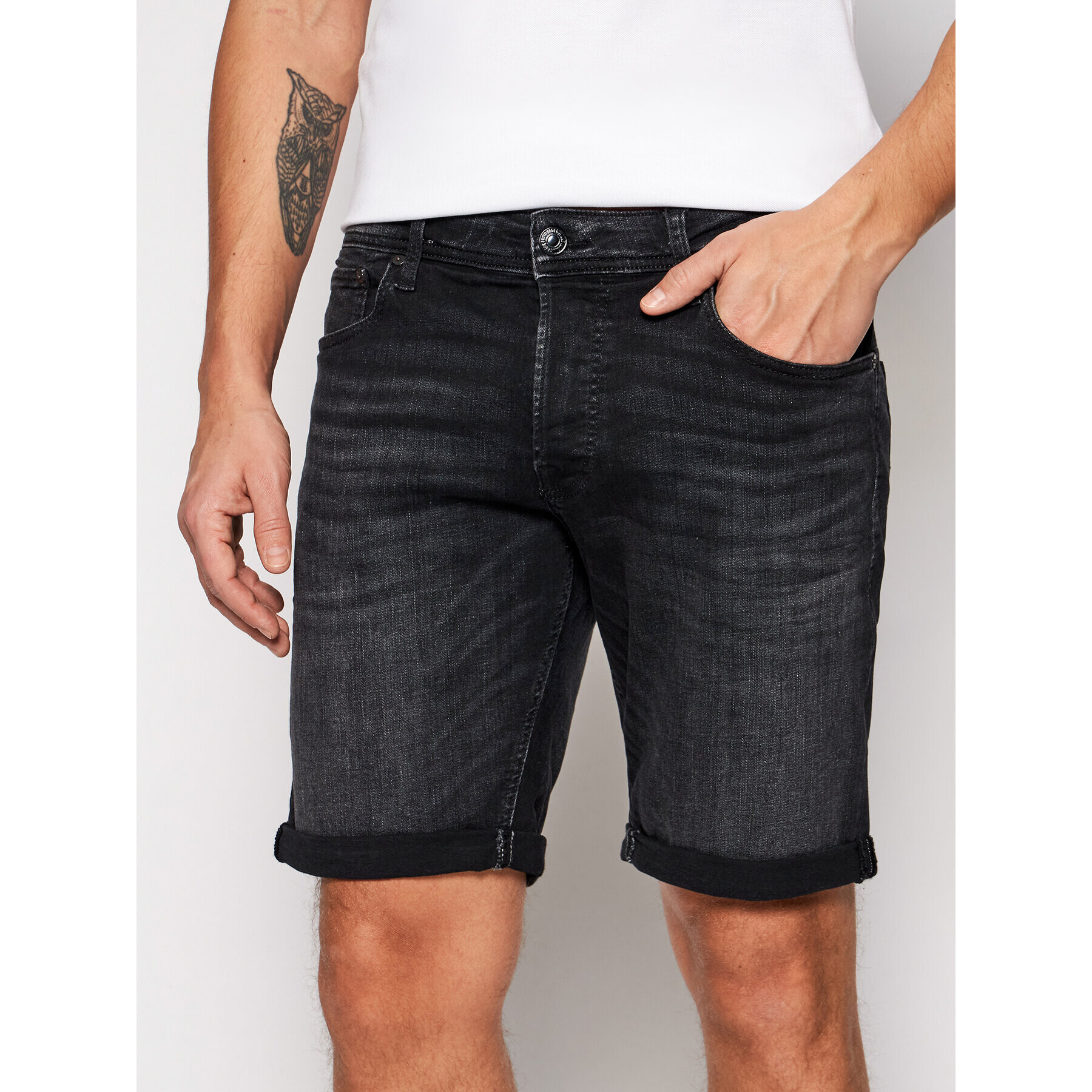 Jack&Jones Дънкови шорти Jjrick Jjorg 12170318 Черен Regular Fit - Pepit.bg