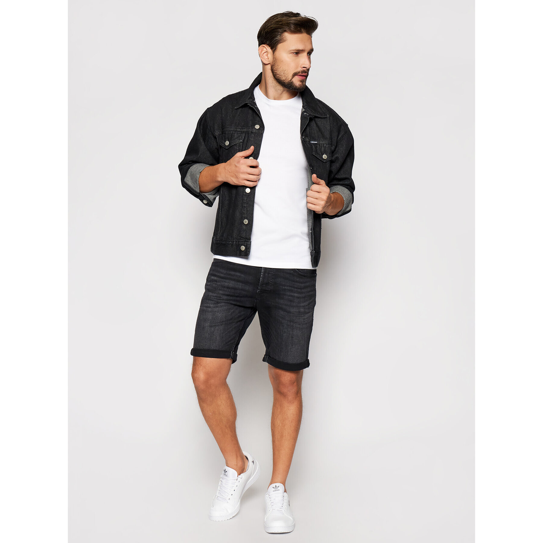 Jack&Jones Дънкови шорти Jjrick Jjorg 12170318 Черен Regular Fit - Pepit.bg