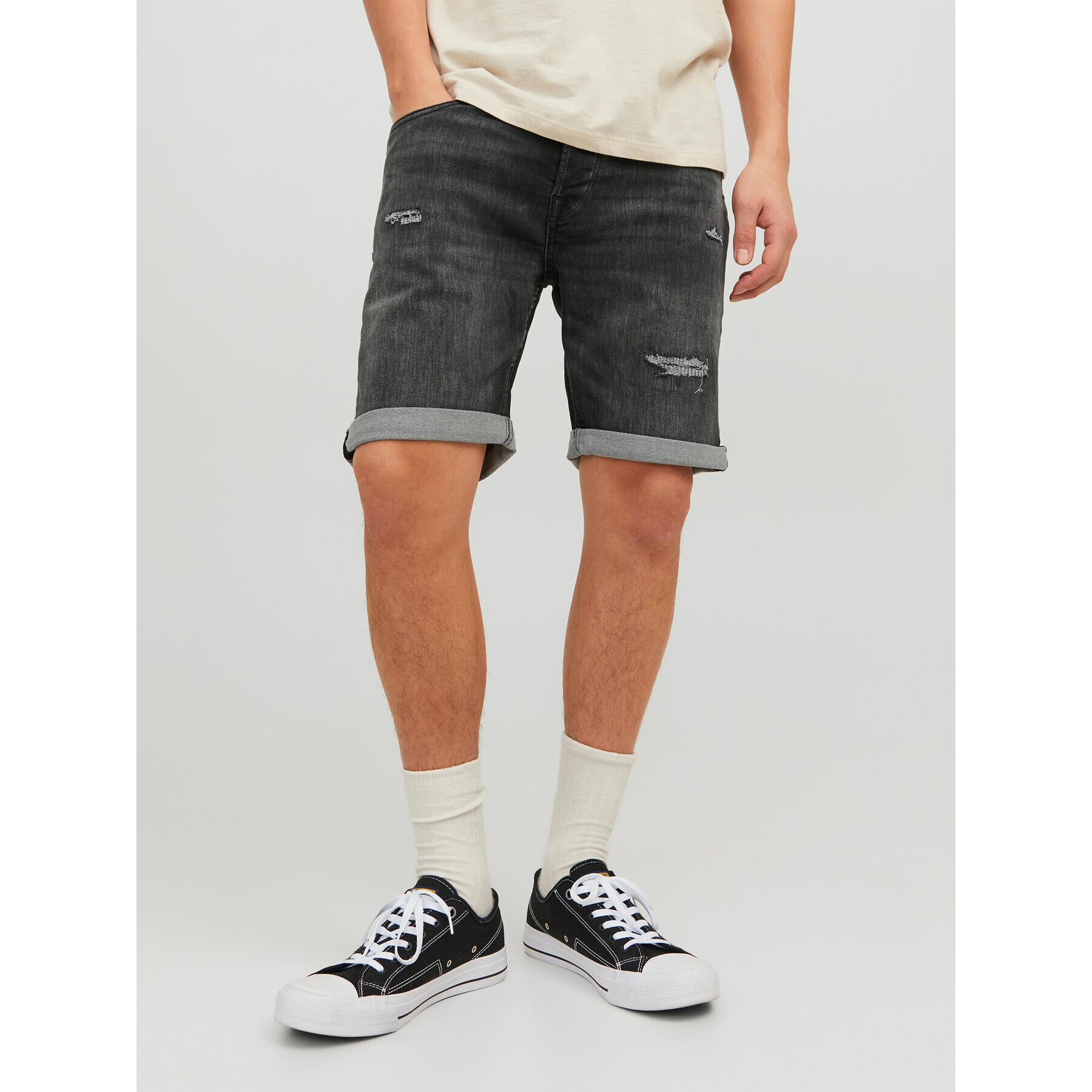 Jack&Jones Дънкови шорти Rick 12224129 Черен Regular Fit - Pepit.bg