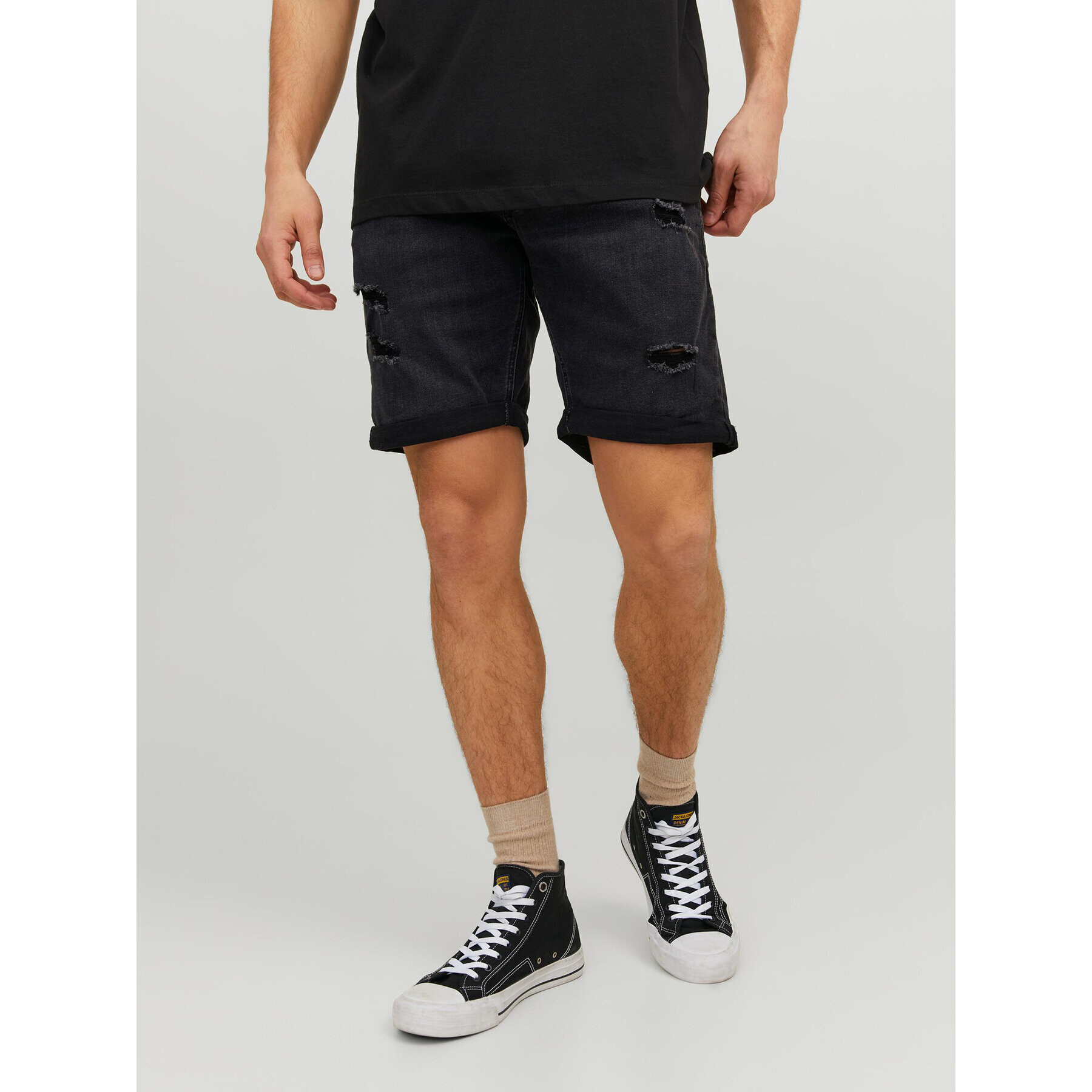 Jack&Jones Дънкови шорти Rick 12228274 Черен Regular Fit - Pepit.bg