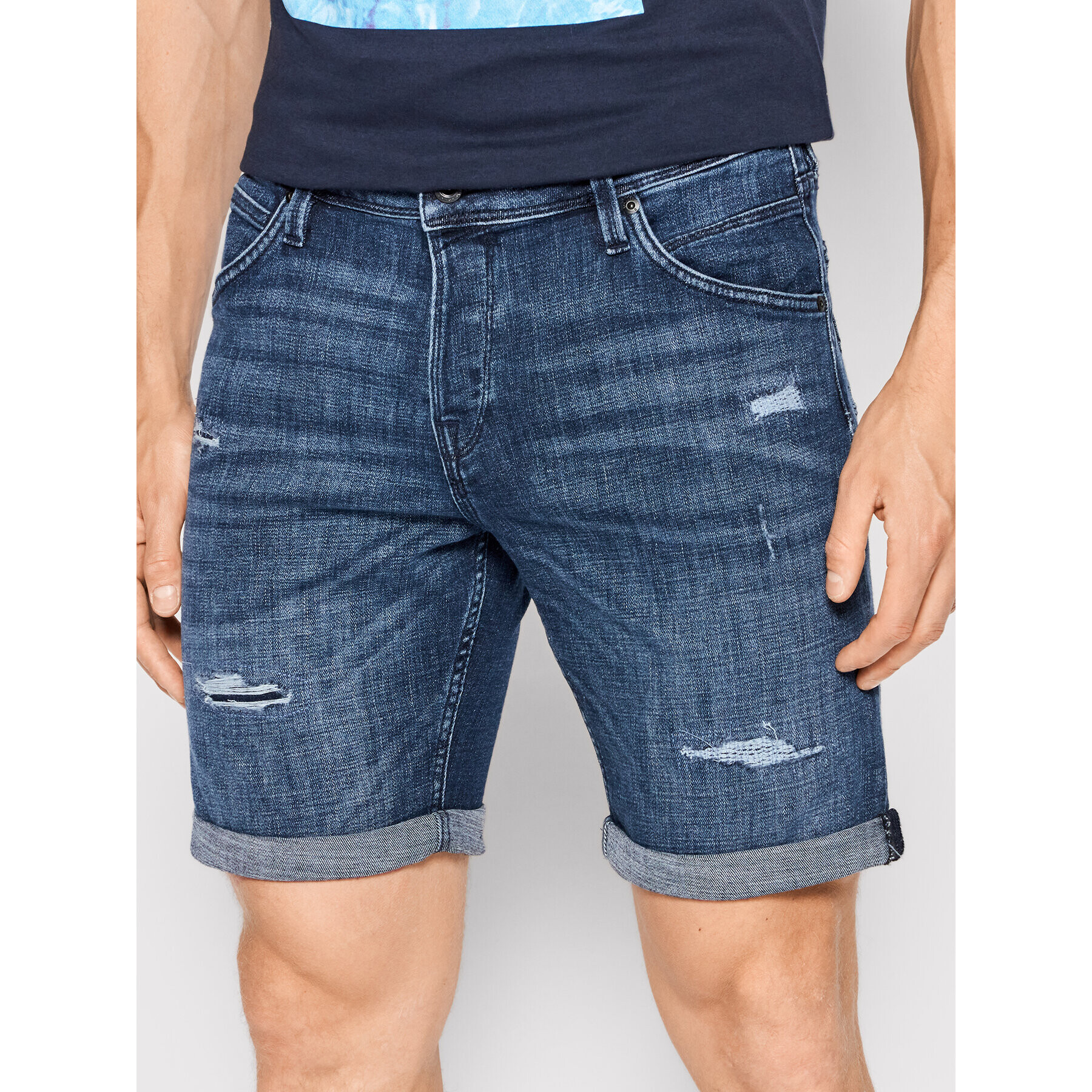 Jack&Jones Дънкови шорти Rick Fox 12201632 Тъмносин Regular Fit - Pepit.bg