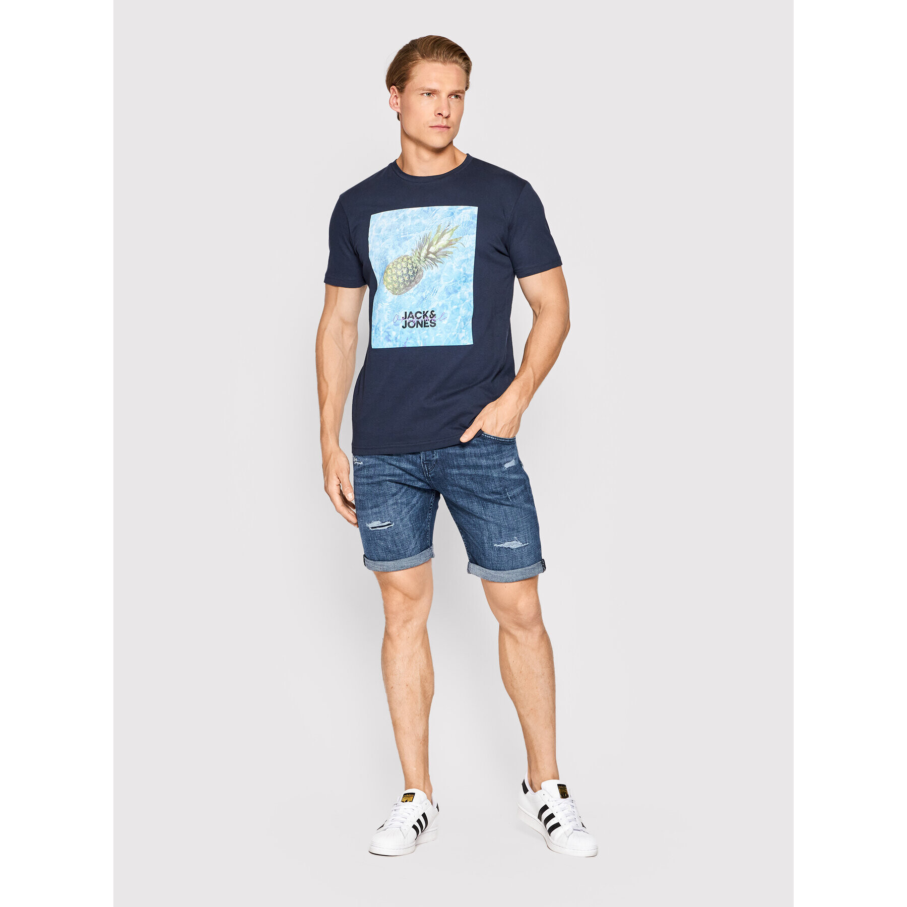 Jack&Jones Дънкови шорти Rick Fox 12201632 Тъмносин Regular Fit - Pepit.bg