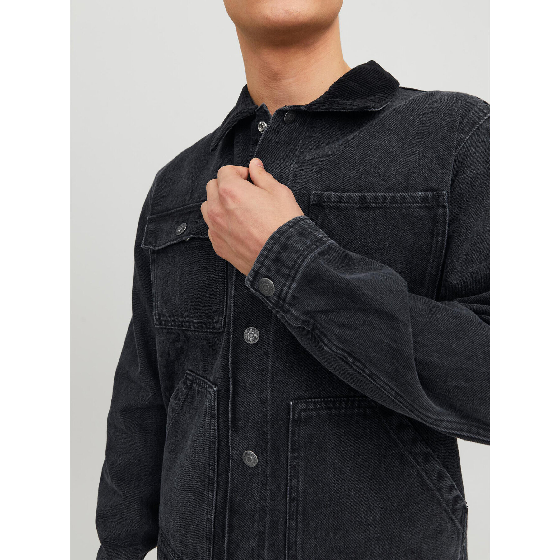 Jack&Jones Дънково яке Steel 12231169 Черен Regular Fit - Pepit.bg