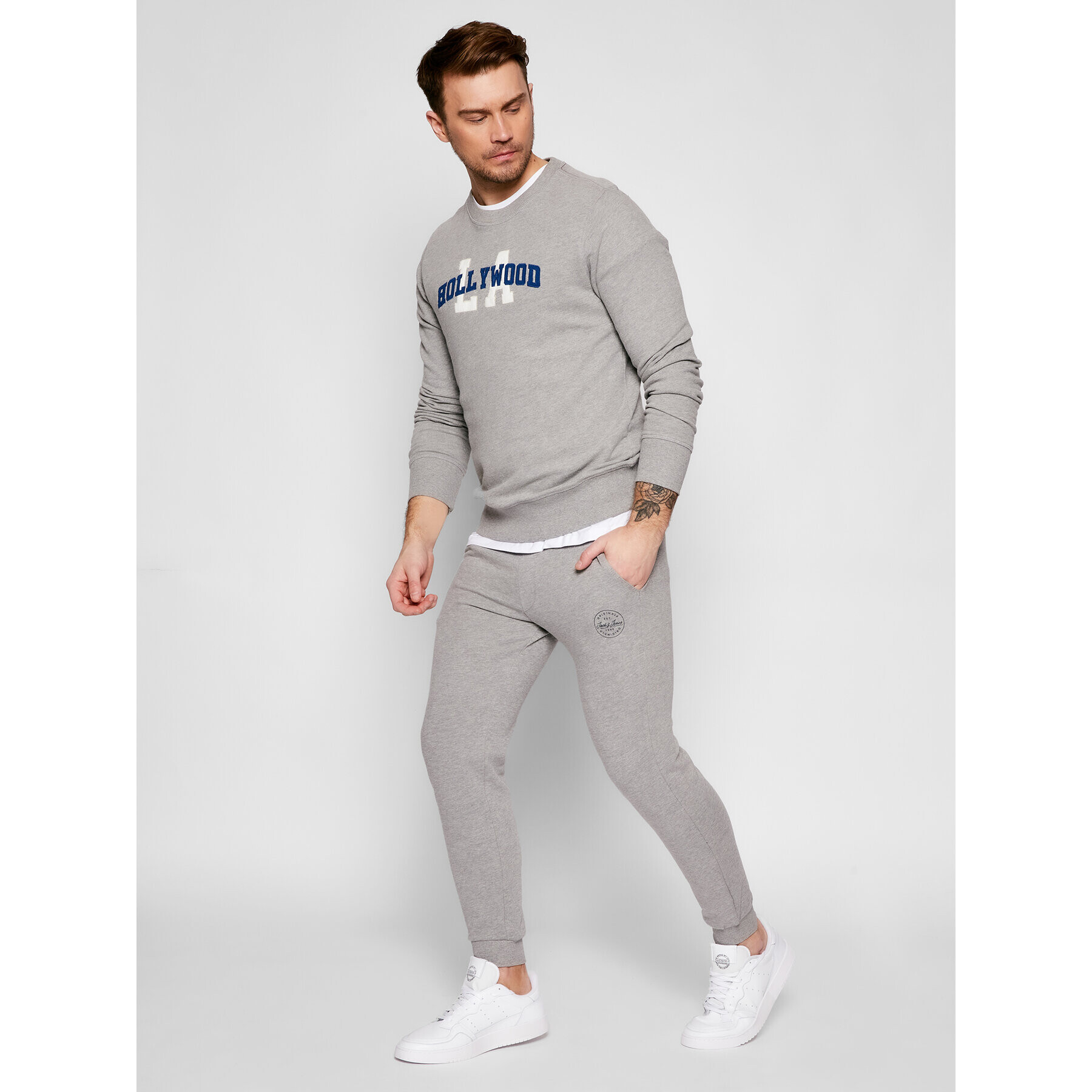 Jack&Jones Долнище анцуг Gordon 12165322 Сив Regular Fit - Pepit.bg
