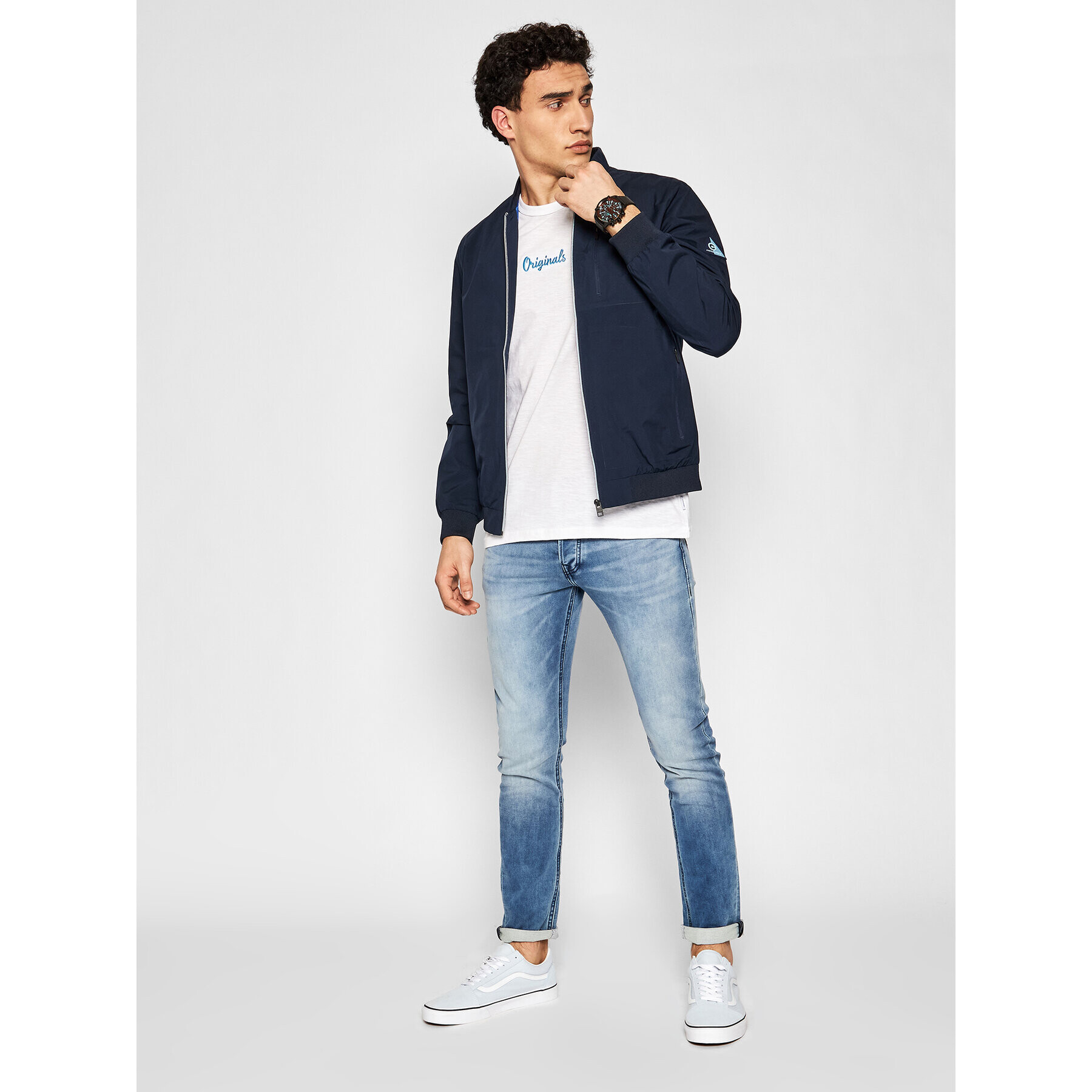 Jack&Jones Яке бомбър Carter 12184714 Тъмносин Regular Fit - Pepit.bg