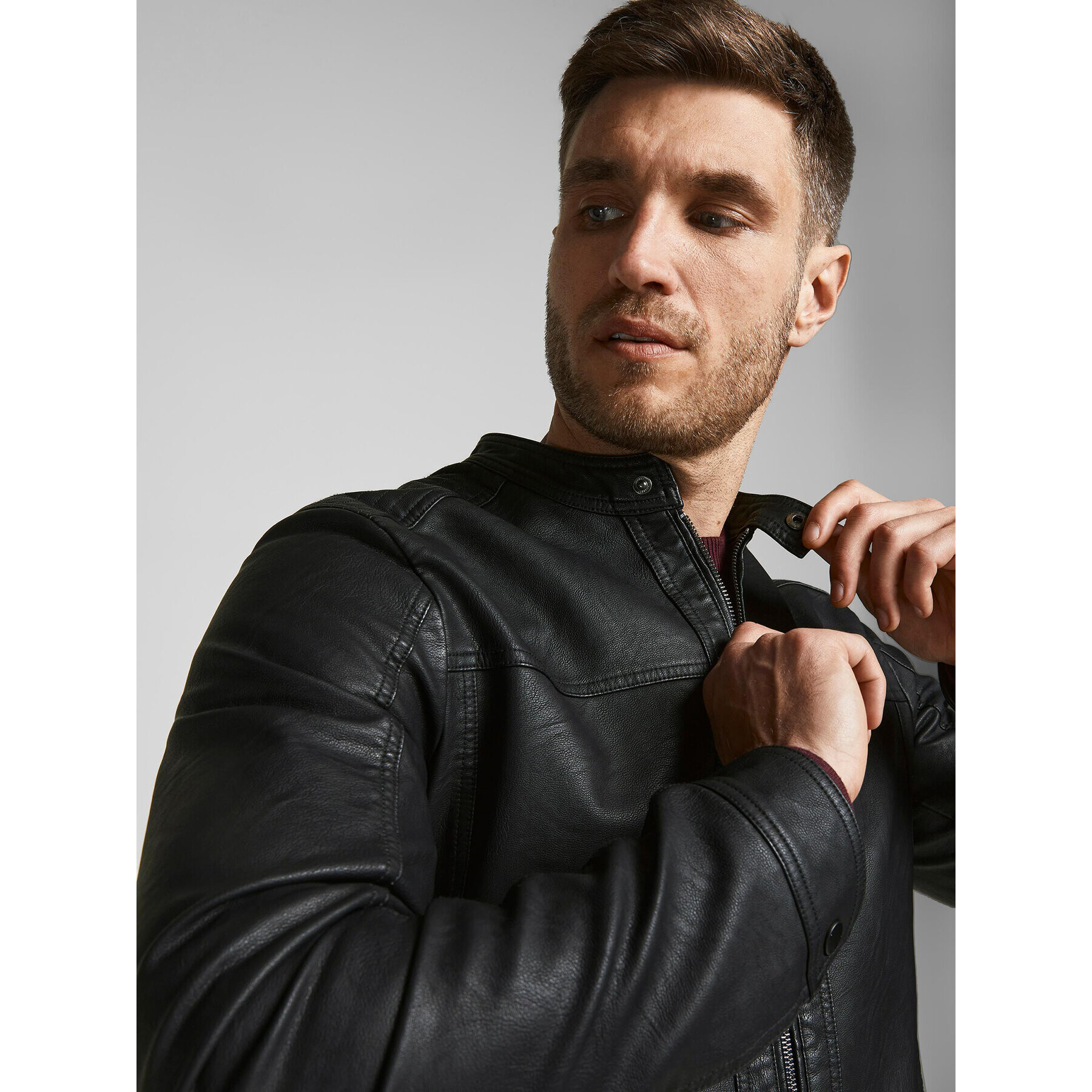 Jack&Jones Яке от имитация на кожа 12182461 Черен Regular Fit - Pepit.bg