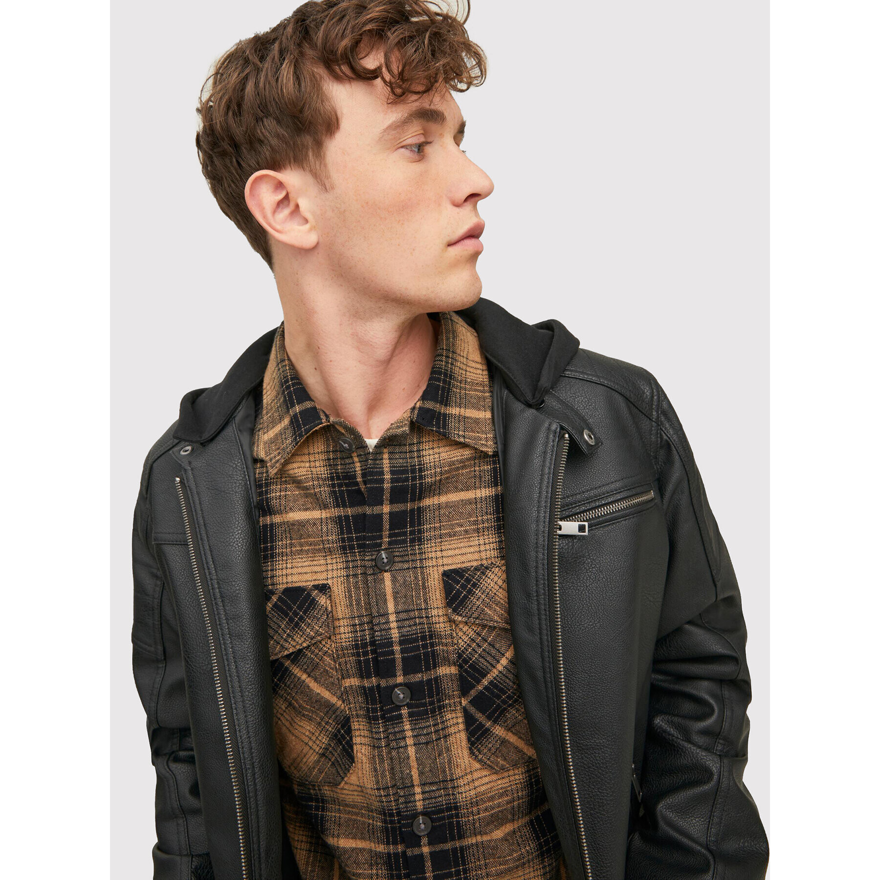 Jack&Jones Яке от имитация на кожа Rocky 12216997 Черен Regular Fit - Pepit.bg