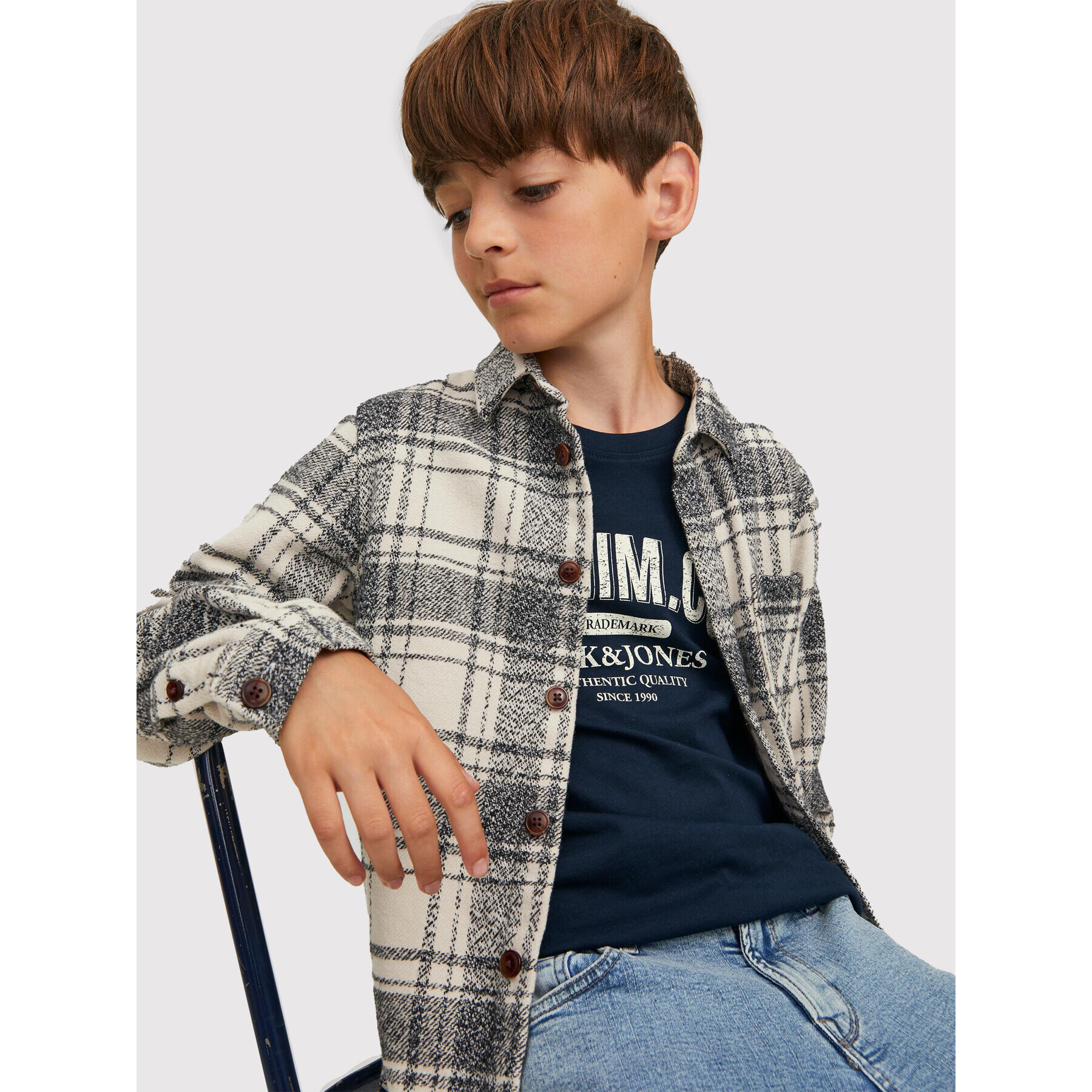 Jack&Jones Junior Блуза Jeans 12212313 Тъмносин Regular Fit - Pepit.bg