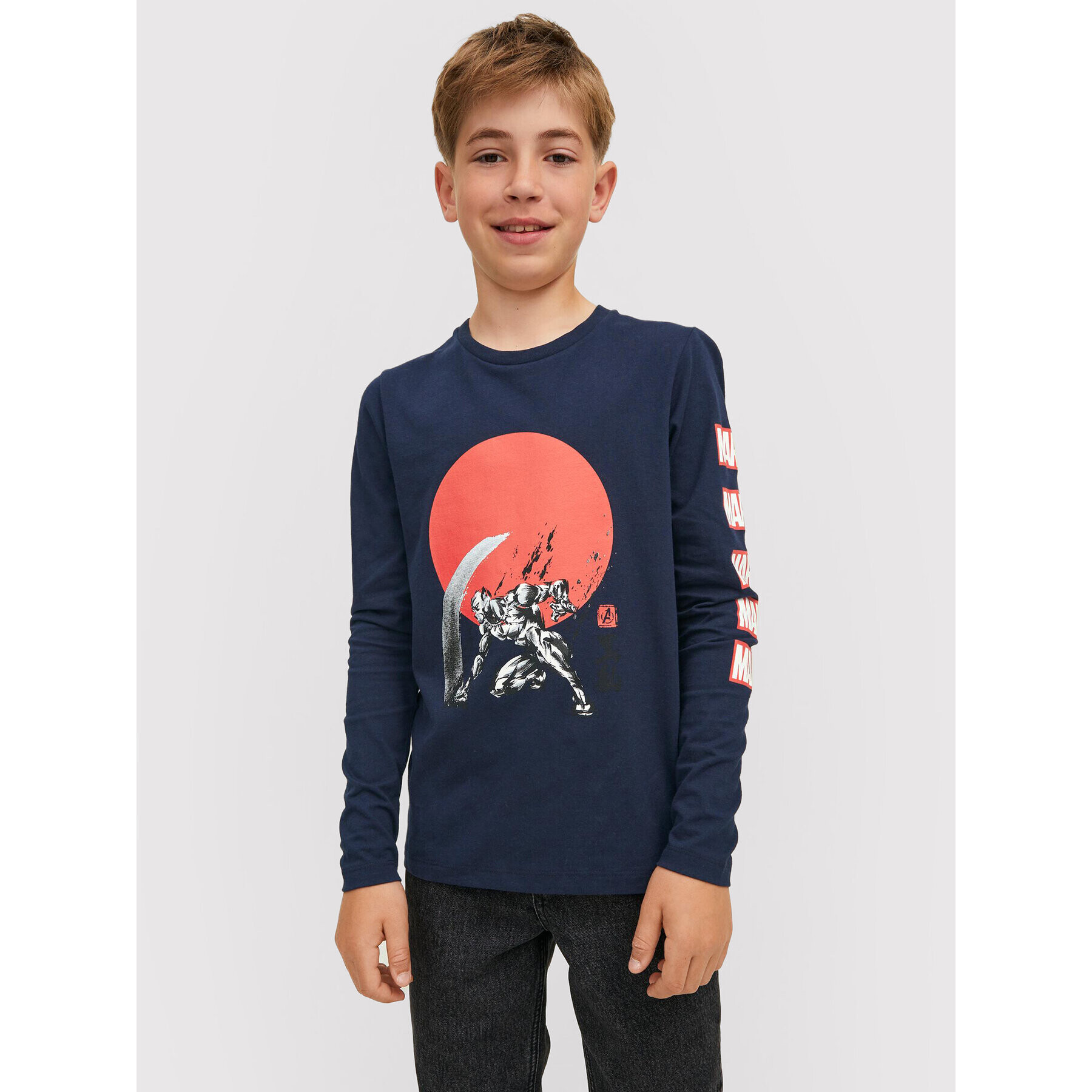 Jack&Jones Junior Блуза MARVEL 12217803 Тъмносин Regular Fit - Pepit.bg