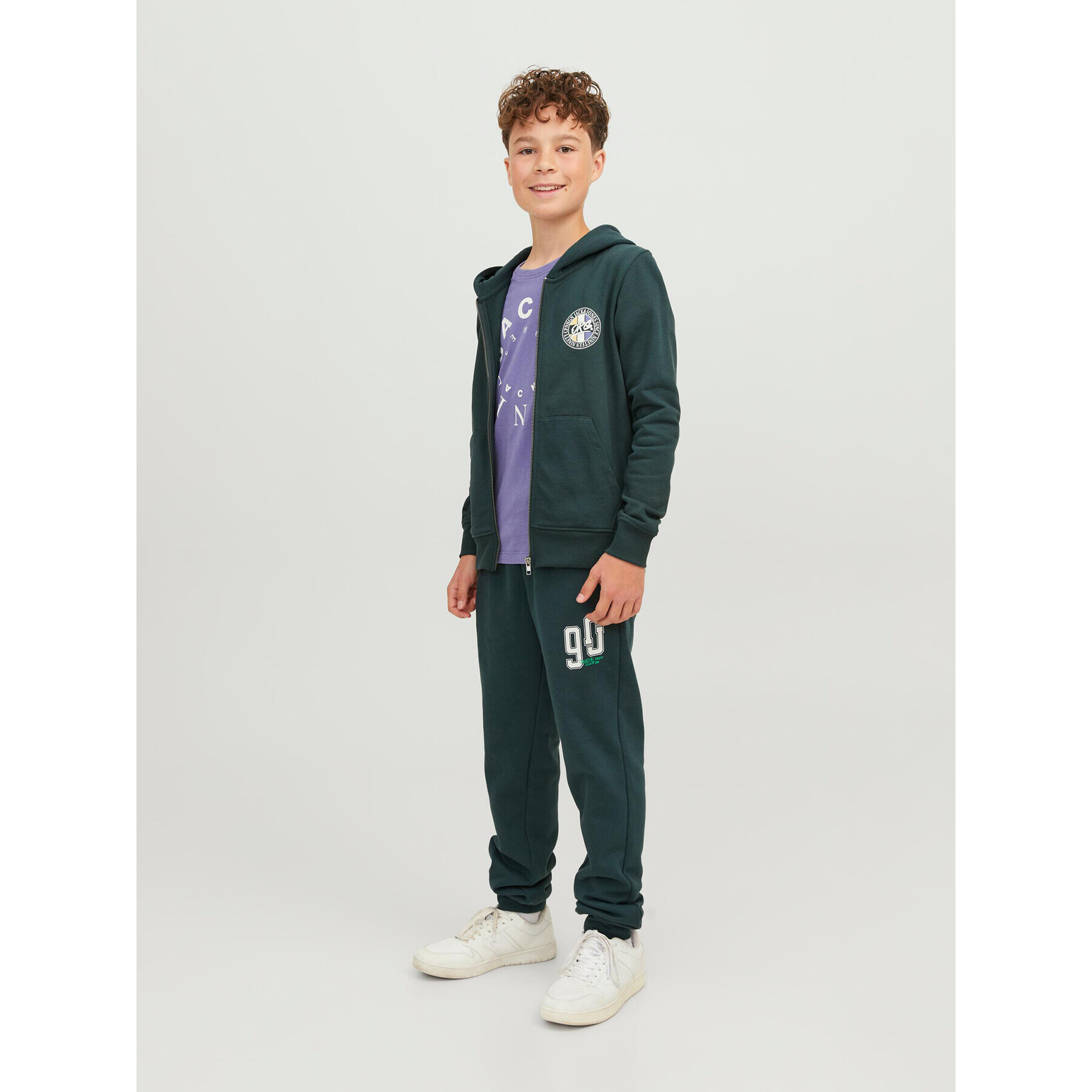 Jack&Jones Junior Долнище анцуг 12243083 Зелен Relaxed Fit - Pepit.bg