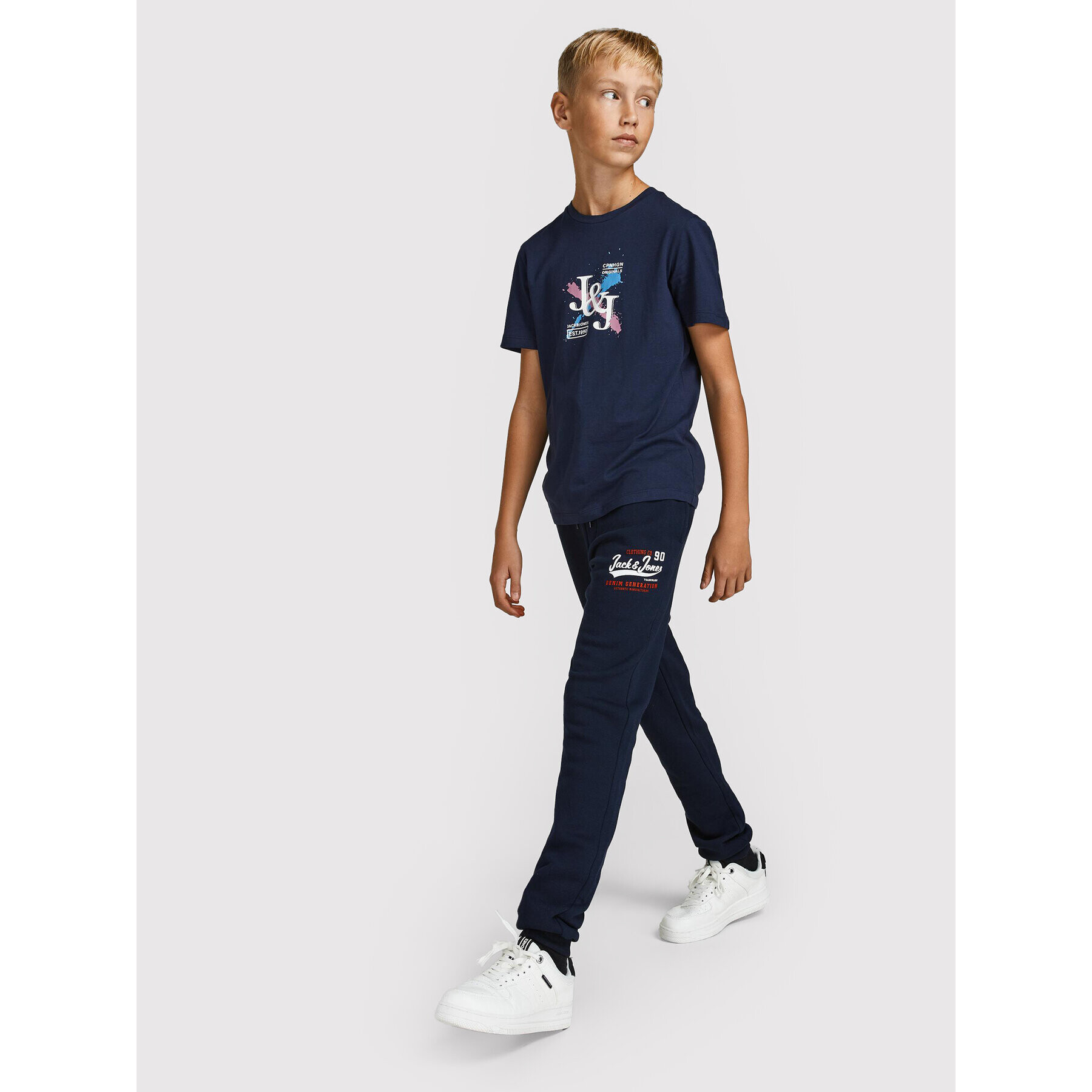 Jack&Jones Junior Долнище анцуг Logo 12213086 Тъмносин Regular Fit - Pepit.bg