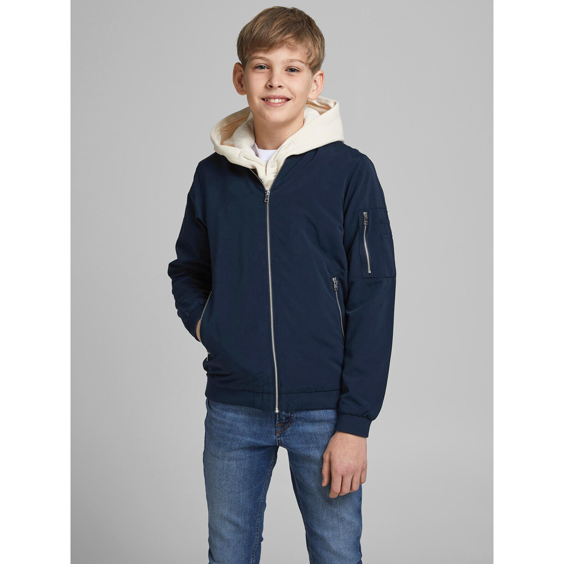 Jack&Jones Junior Яке бомбър Rush 12182385 Тъмносин Regular Fit - Pepit.bg