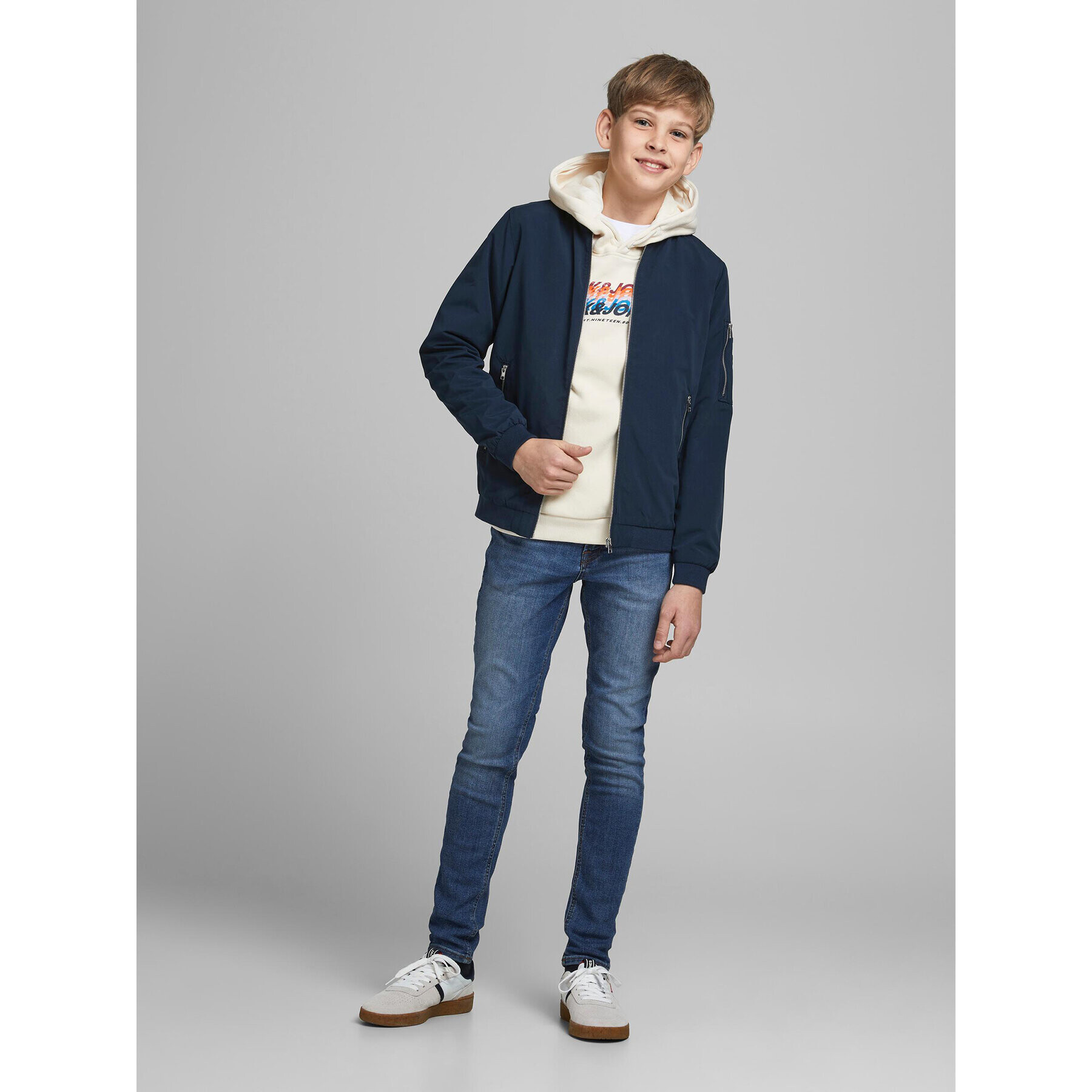 Jack&Jones Junior Яке бомбър Rush 12182385 Тъмносин Regular Fit - Pepit.bg