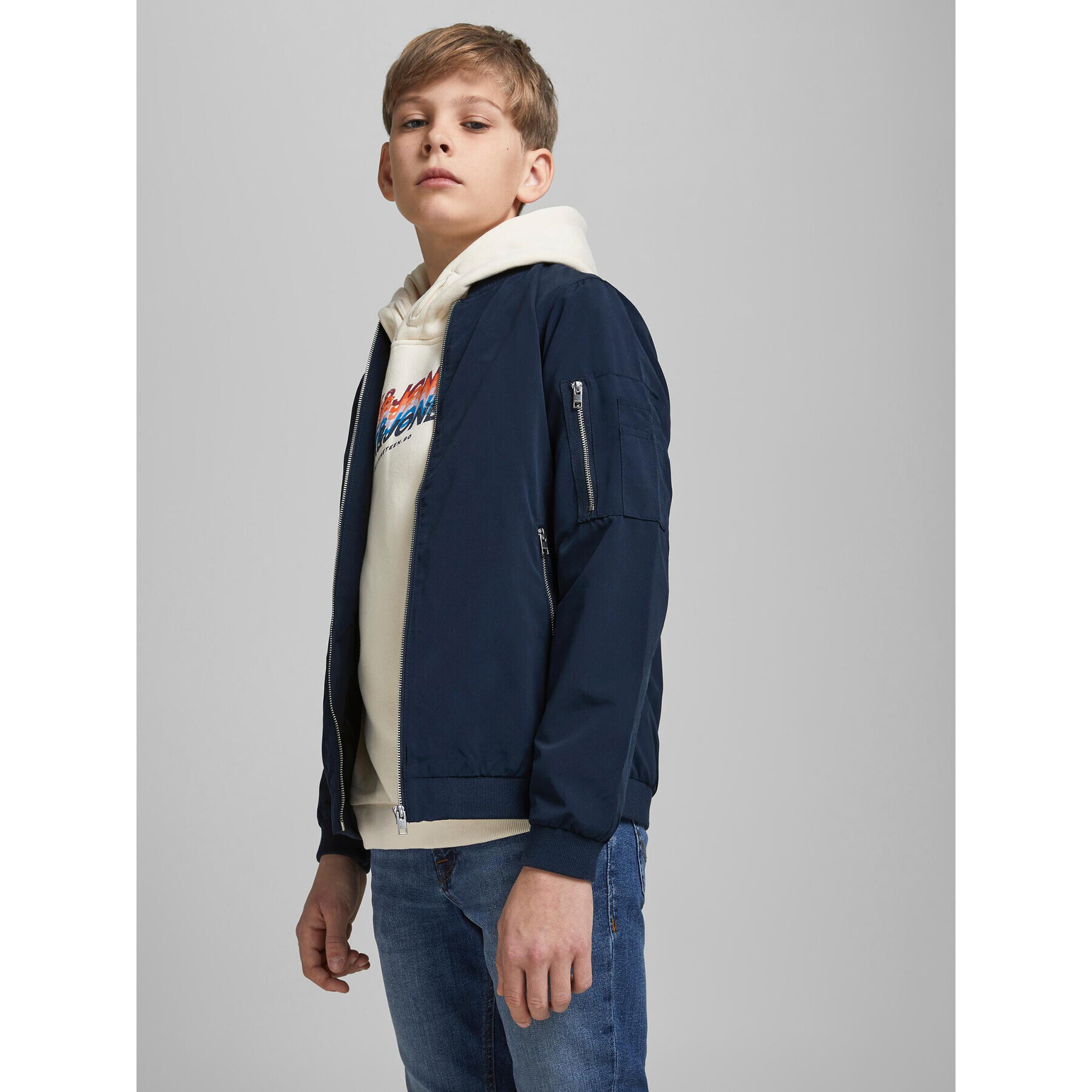 Jack&Jones Junior Яке бомбър Rush 12182385 Тъмносин Regular Fit - Pepit.bg