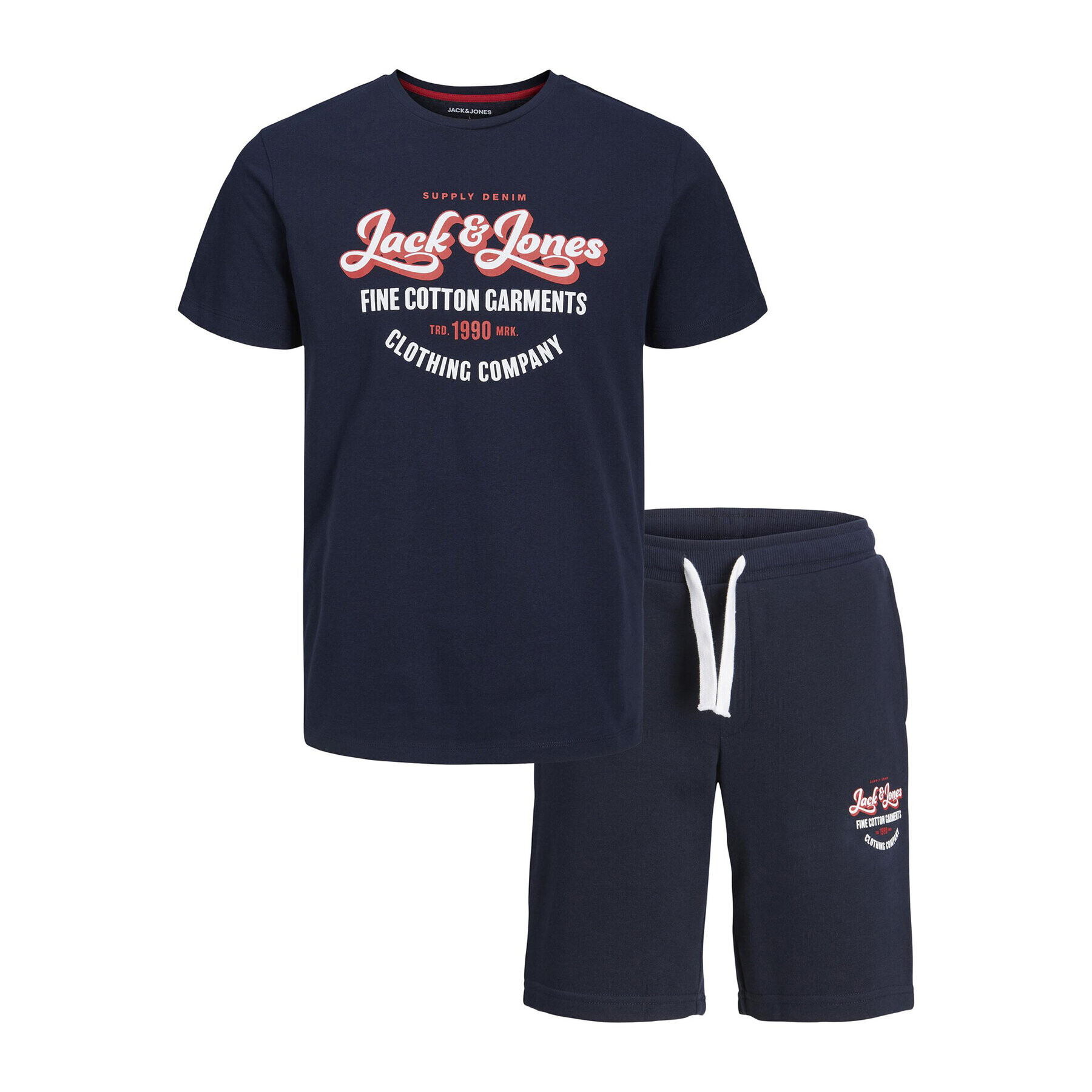 Jack&Jones Junior Комплект тишърт и спортни шорти 12235271 Тъмносин Regular Fit - Pepit.bg