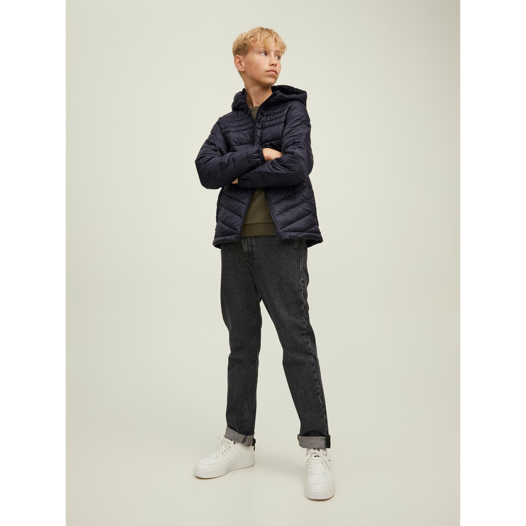 Jack&Jones Junior Пухено яке Hero 12212568 Черен Regular Fit - Pepit.bg